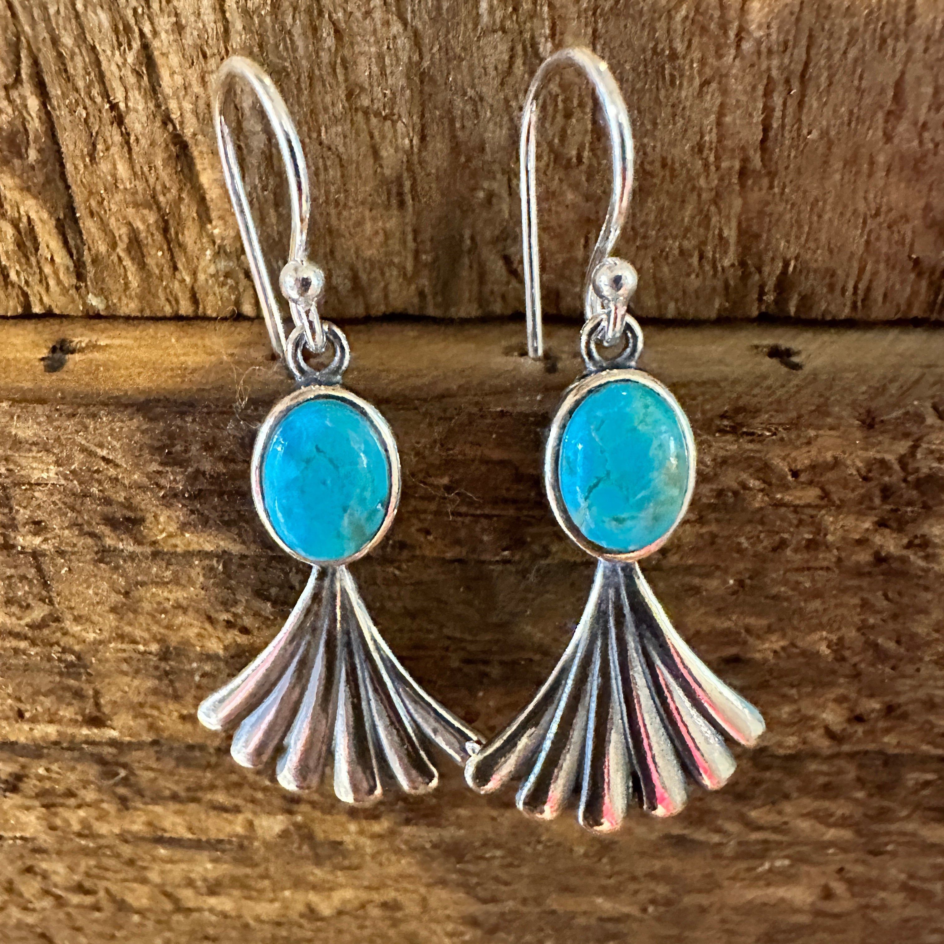 Other Navajo Prayer Turquoise Dangle Earrings in Sterling Silver, Size ONE SIZE - 1 Thumbnail