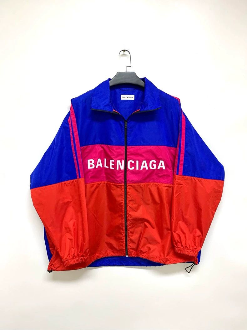 Balenciaga Red Blue Logo Windbreaker Jacket dmc