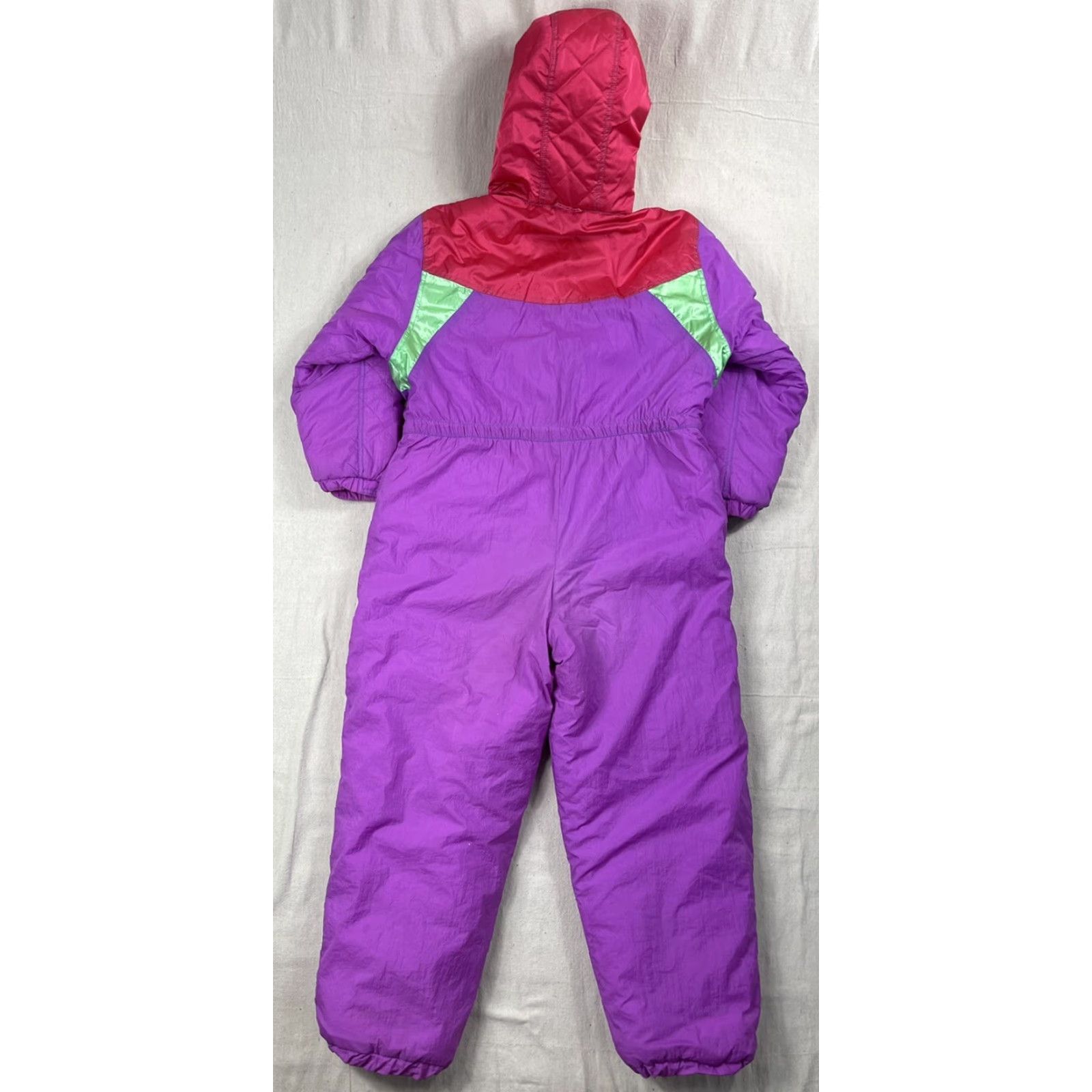 Vintage VINTAGE New Moves SPORT One Piece Snowsuit Kid Teens Neon Purple Quilted Zip Snap Pockets Long Sleeve Winter 16.5 Size XXL / US 16-18 / IT 52-54 - 4 Thumbnail