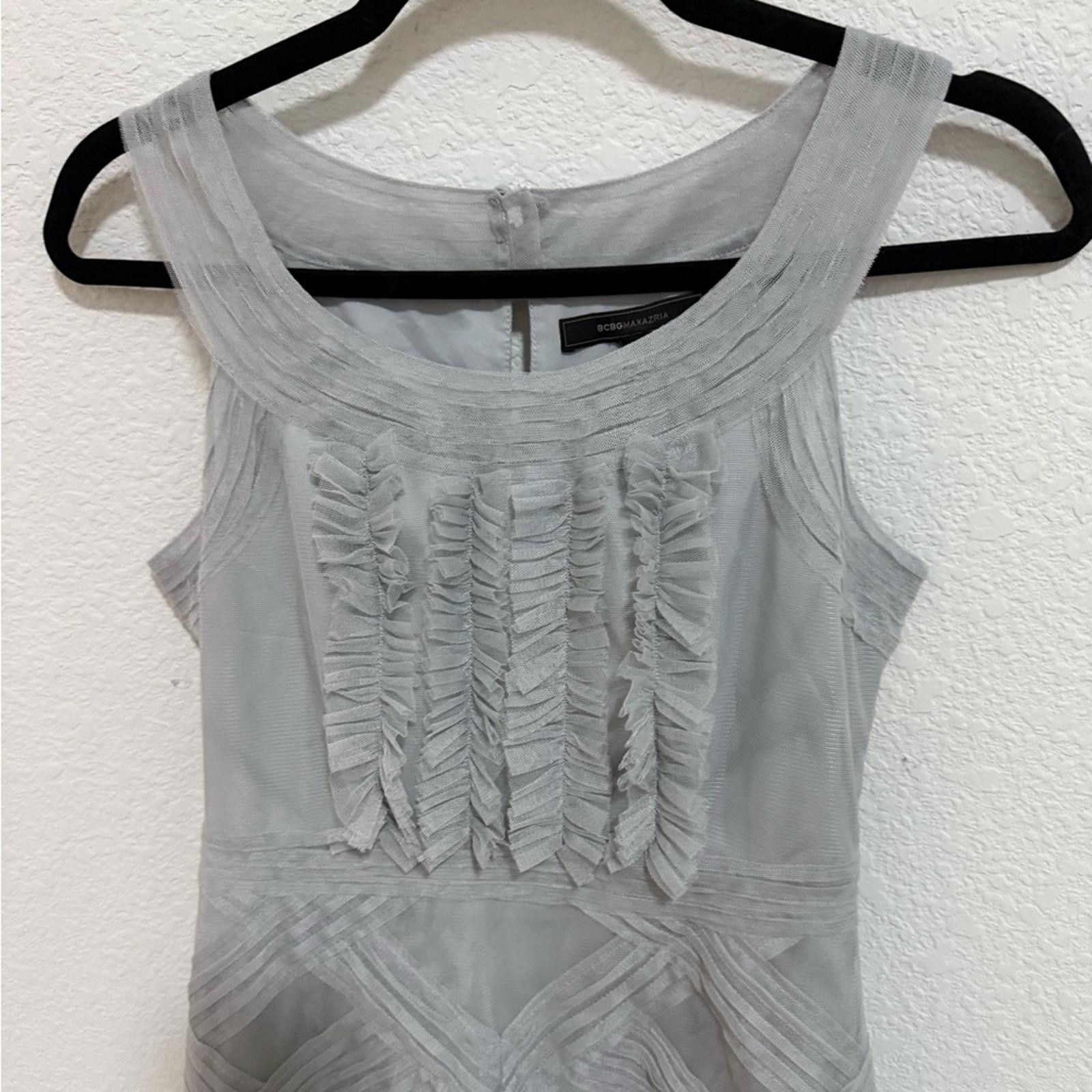 Bcbgmaxazria BCBGMaxAzria Annie Pearl Gray Lace Tulle Ruffle Mini Dress 0 Size XS / US 0-2 / IT 36-38 - 5 Thumbnail