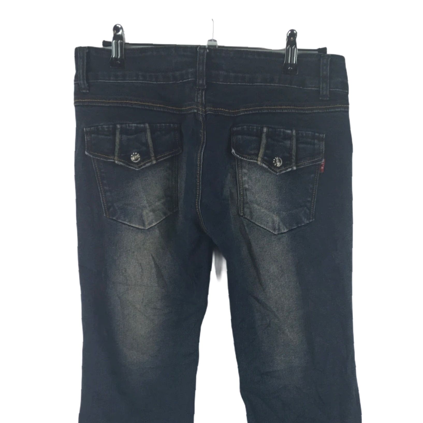 Denime Yak Pak Womens Casual Straight Wide Flare Leg Blue Denim Jeans Size 28 30X30 Size 28" / US 6 / IT 42 - 4 Thumbnail