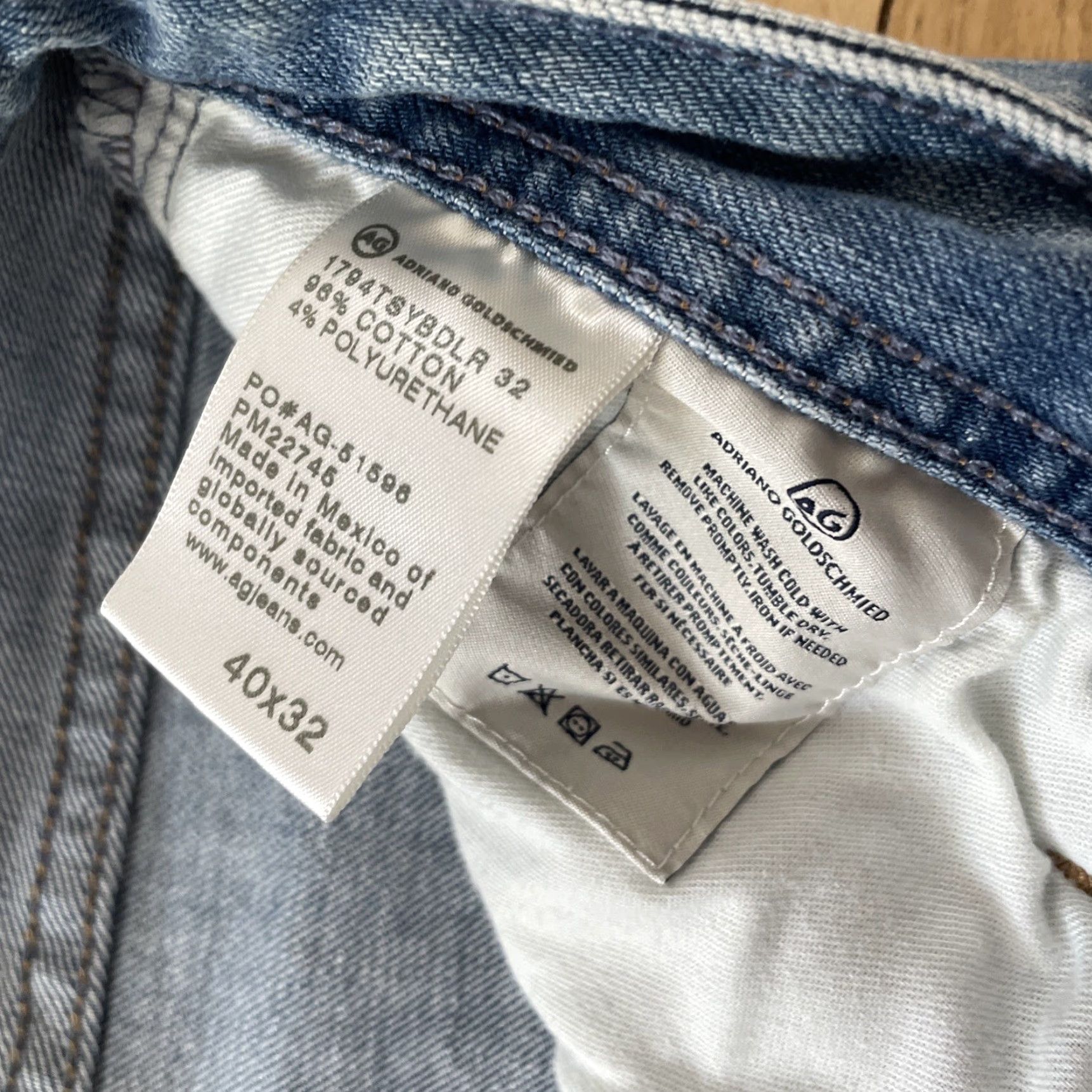 Denime AG Adriano Goldschmied Jeans The Everett Light Blue Grunge Stretch Denim Men 40x32 Regular 5-Pocket City Grunge USA Jeans Size US 40 / EU 56 - 6 Thumbnail