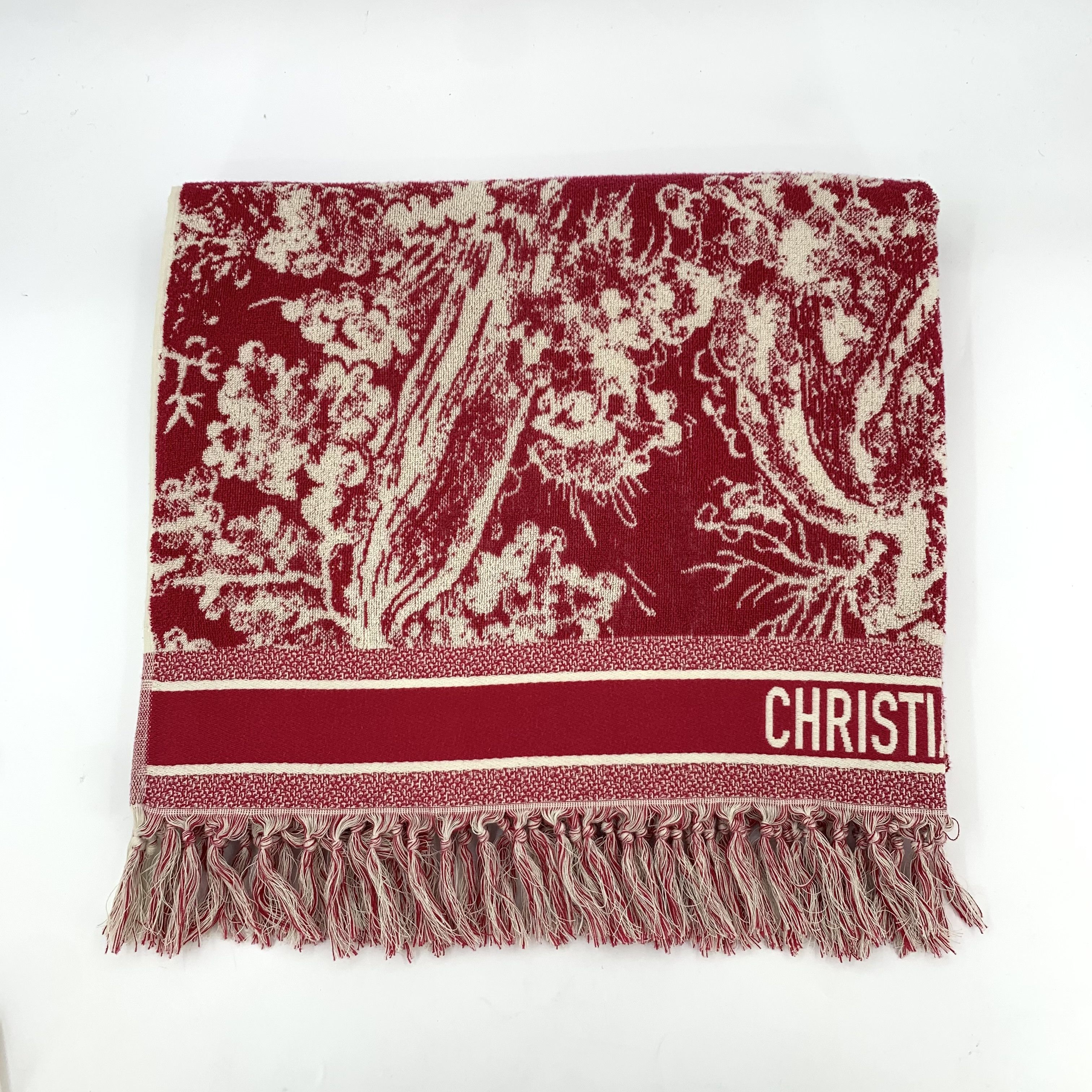 Dior Christian Dior Cotton Zoo-Print Fringe Scarf (175×95cm) Size ONE SIZE - 1 Thumbnail
