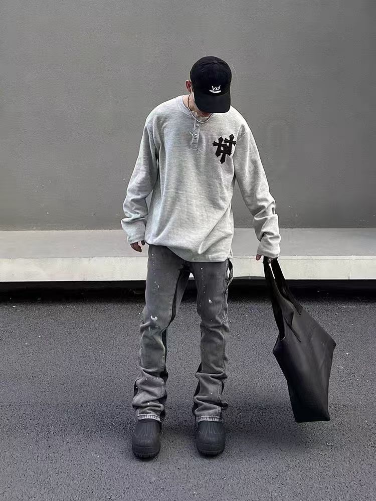 Japanese Brand × Jean Vintage Gray Side Graffiti Micro Flare Jeans Size US 30 / EU 46 - 5 Thumbnail
