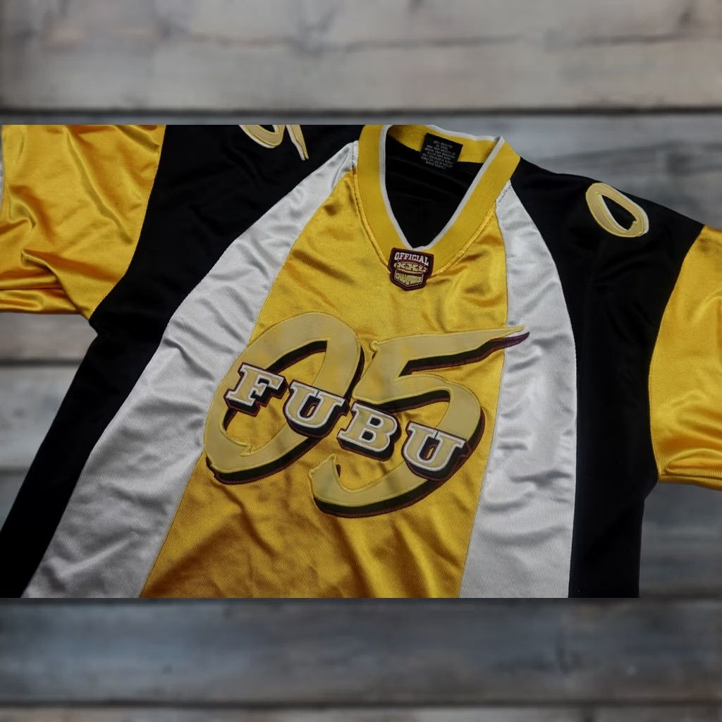 Fubu VINTAGE FUBU Football Jersey Mens XL Yellow Black Limited Edition Heavyweight Size US XL / EU 56 / 4 - 1 Thumbnail