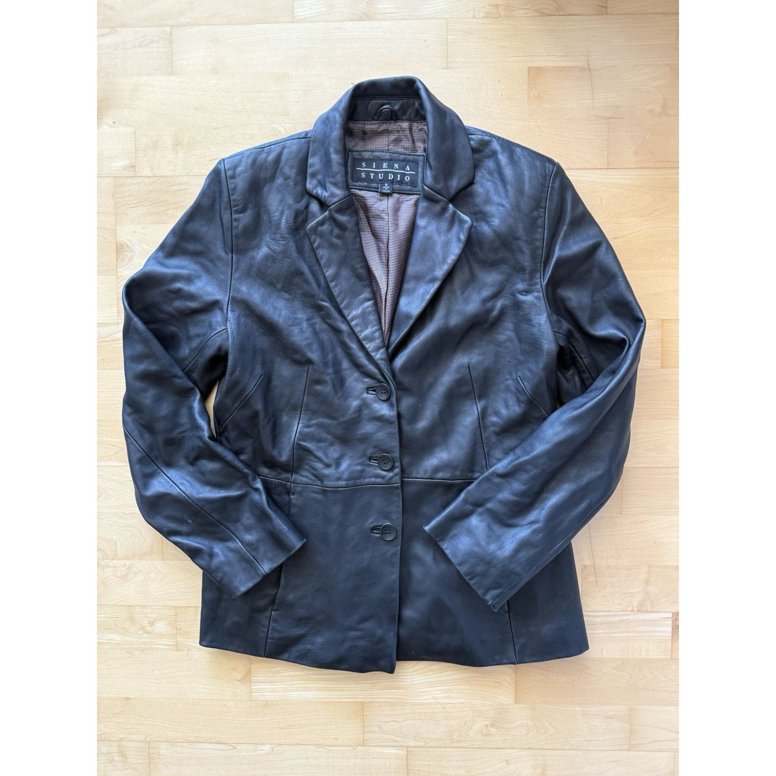 Vintage VTG Siena Studio Leather Jacket Blazer Black 8 Size M / US 6-8 / IT 42-44 - 1 Thumbnail