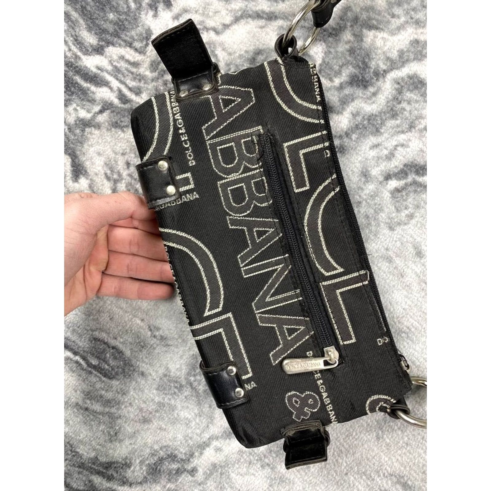 Dolce & Gabbana VINTAGE Dolce&Gabbana DG Logo Bag Shoulder Bag Women Medium Black Leather Canvas Monogram Size ONE SIZE - 3 Thumbnail