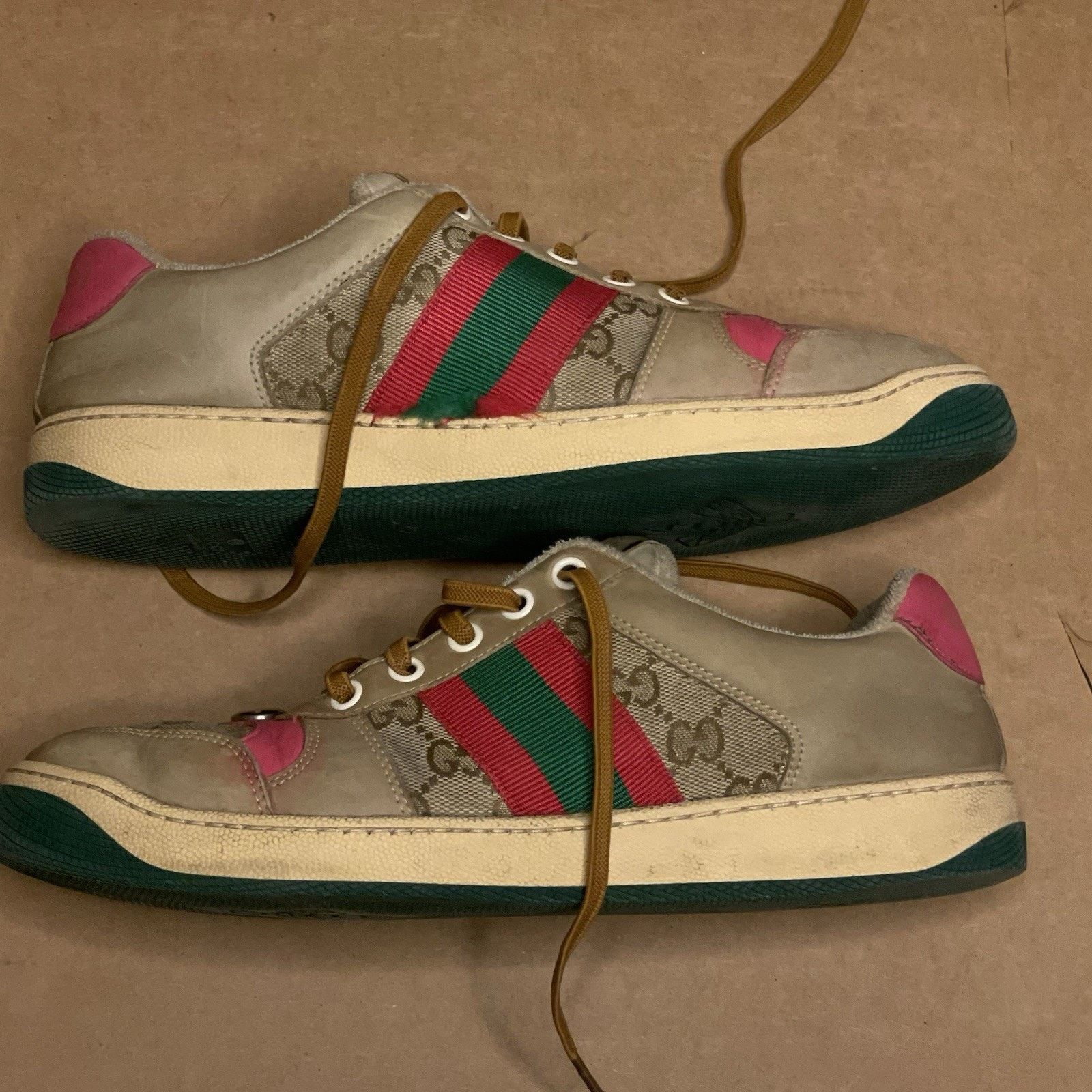 Gucci Gucci Sneakers Screener Distressed Leather Monogram Canvas Size US 8.5 / IT 38.5 - 3 Thumbnail