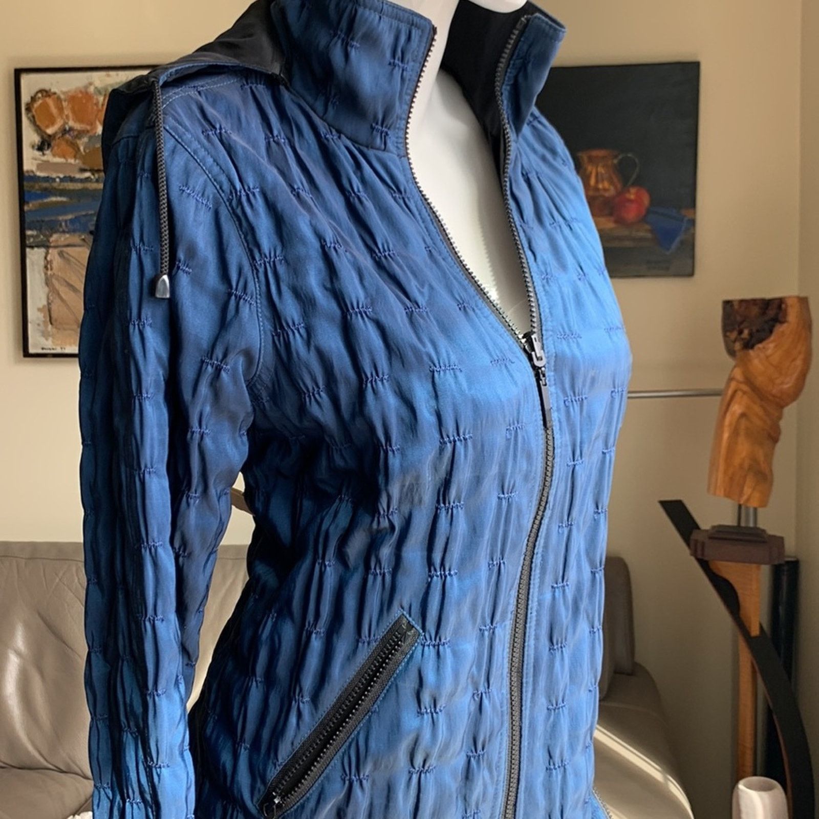 Vintage Mycra pac reversible blue travel raincoat jacket Size XS / US 0-2 / IT 36-38 - 2 Thumbnail
