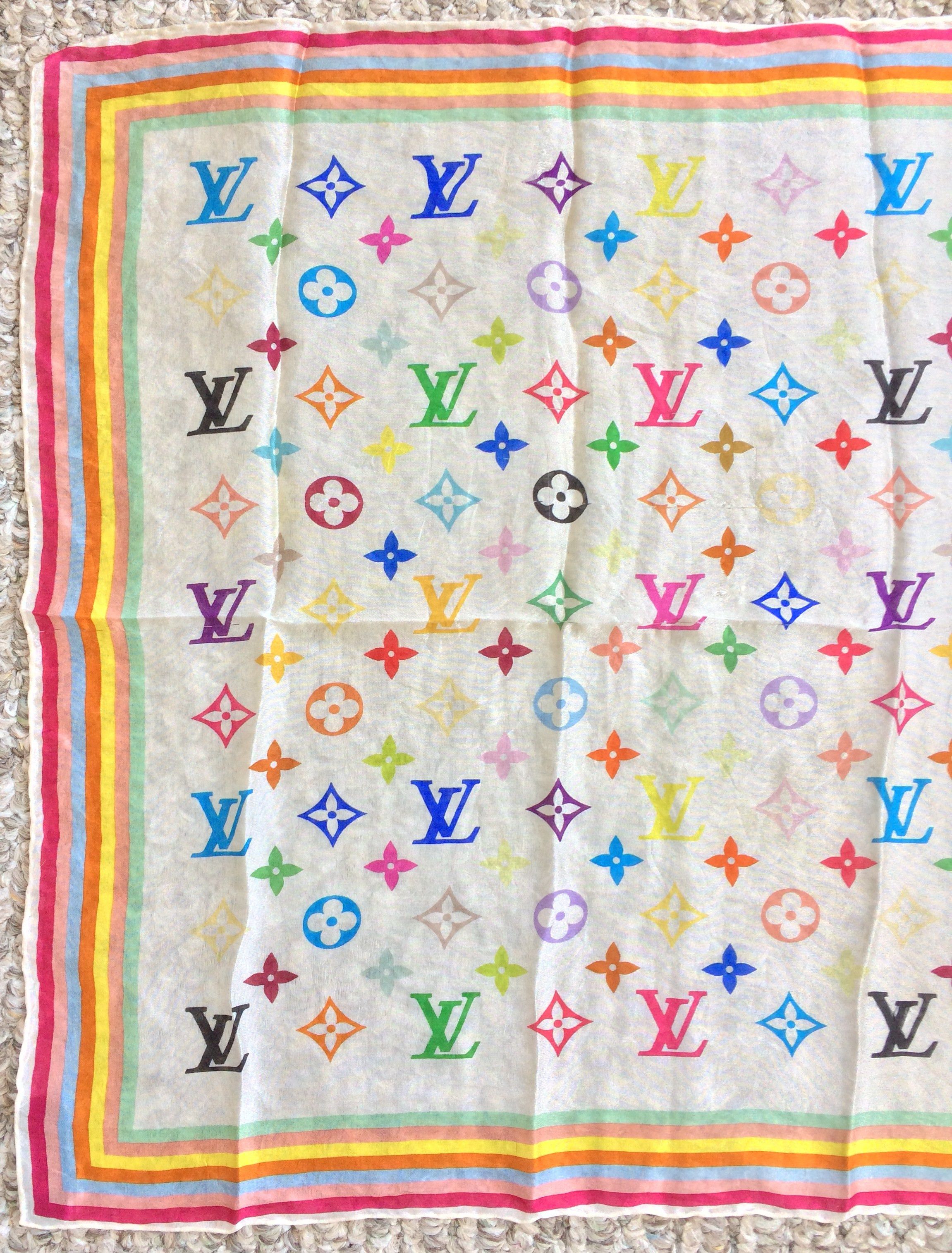 Louis Vuitton × Takashi Murakami S/S 2003 Louis Vuitton Murakami Monogram Silk Scarf Size ONE SIZE - 2 Thumbnail