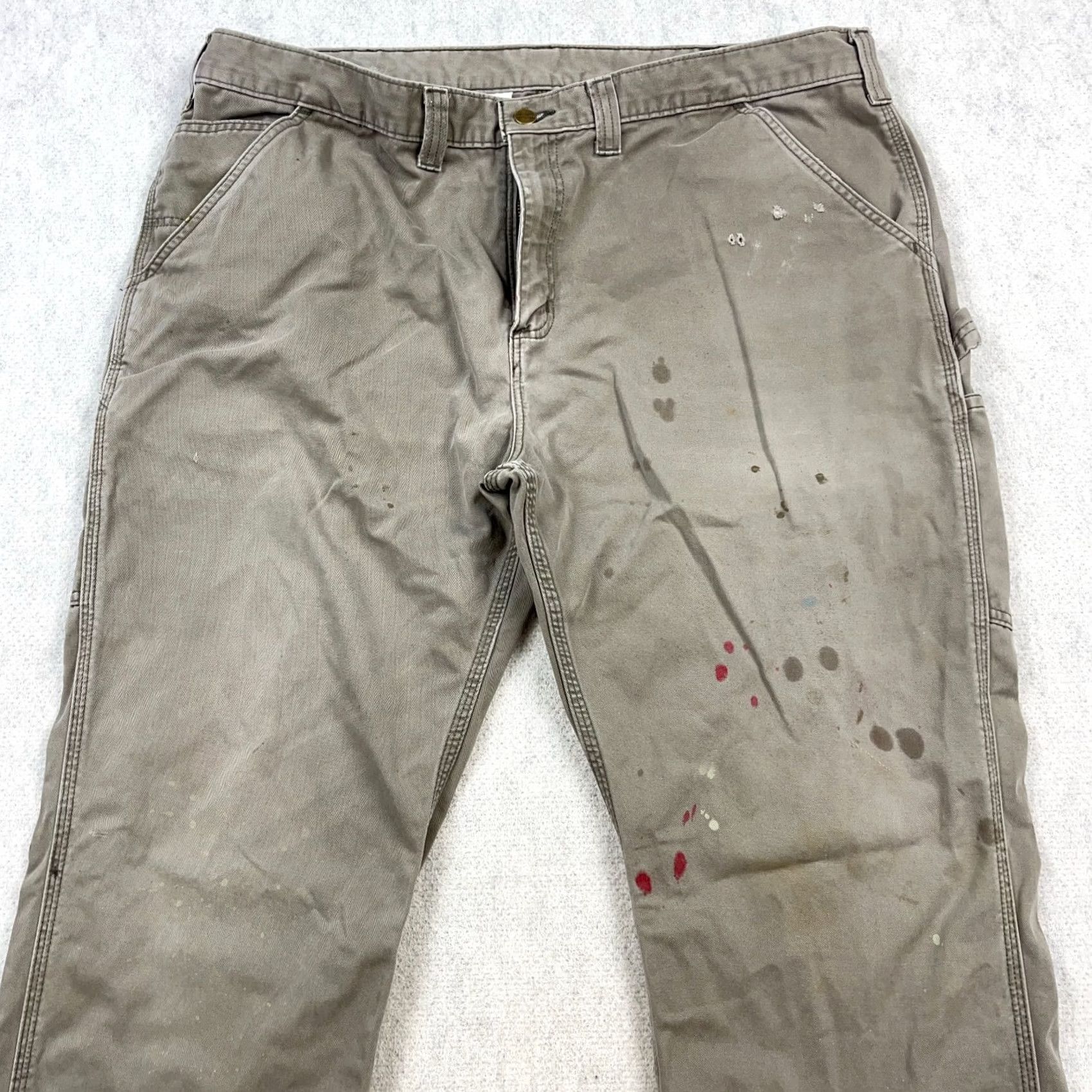 Carhartt VINTAGE Carhartt Pants Men 40x28 Carpenter Gray Twill Baggy Faded Distressed Relaxed Size US 40 / EU 56 - 3 Thumbnail