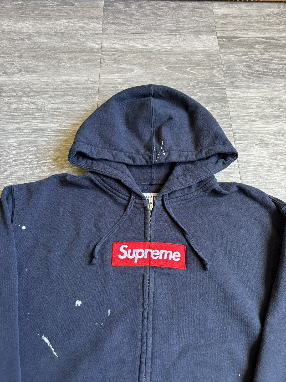 Maison Margiela × Supreme Supreme Maison Margiela Box Logo Zipup Hoodie Navy Size US M / EU 48-50 / 2 - 3 Thumbnail