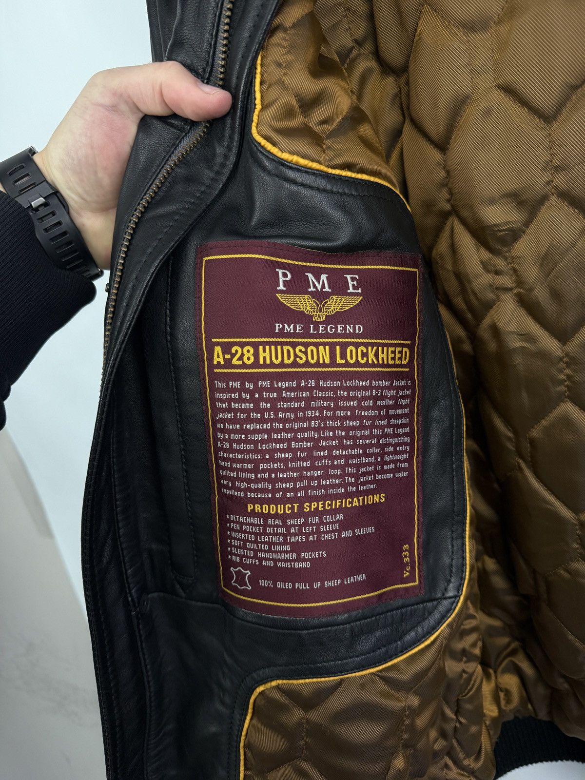 Genuine Leather 🇺🇸 PME Legend A-28 Hudson Lockheed Sheep Leather Bomber Jacke Size US S / EU 44-46 / 1 - 11 Thumbnail