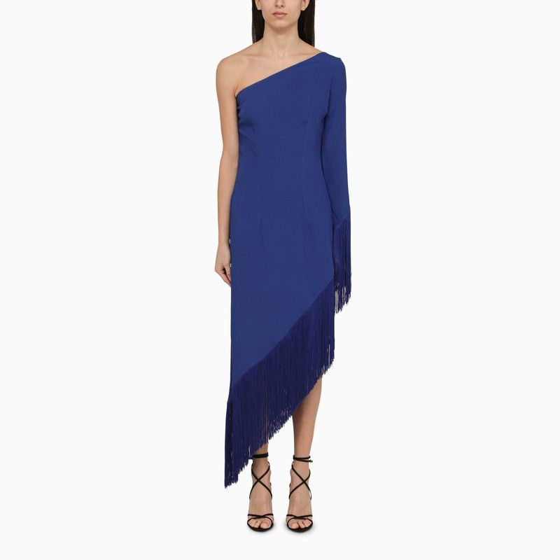 image of Taller Marmo Electric Blue Aventador Dress With Fringes, Women's (Size Small)
