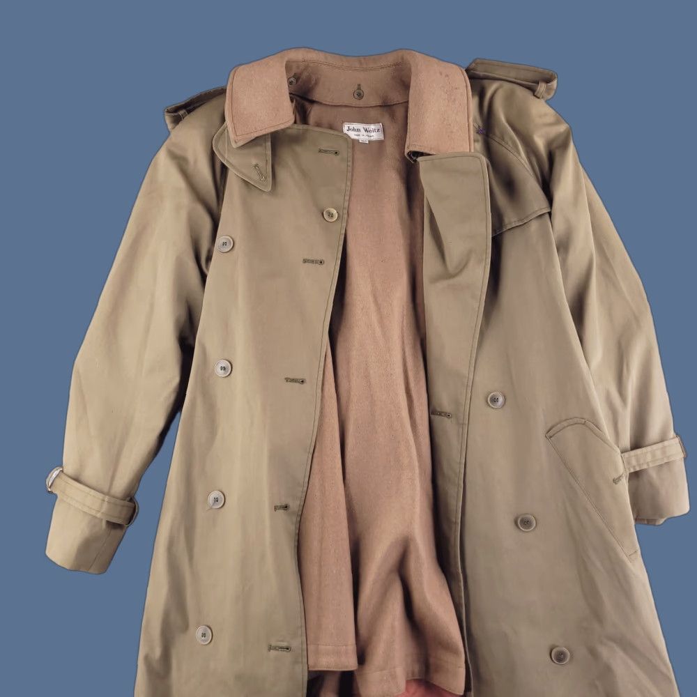Vintage VINTAGE John Weitz Trench Overcoat Coat Long Women Brown Cotton Wool Lined Removable Lining Size 10 Size L / US 10 / IT 46 - 1 Thumbnail