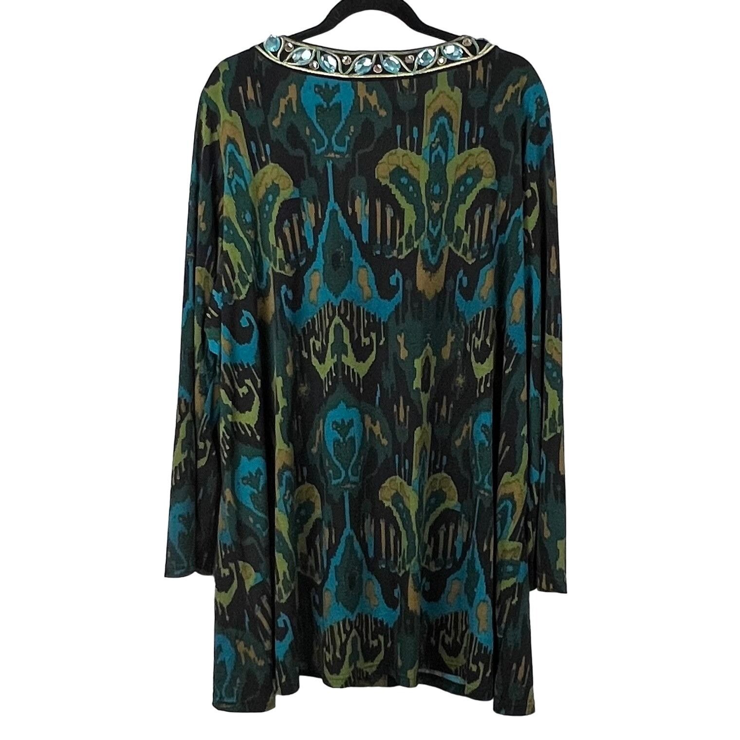 Bob Mackie BOB MACKIE Wearable Art Jeweled Tunic Blouse 3/4 Sleeve ...