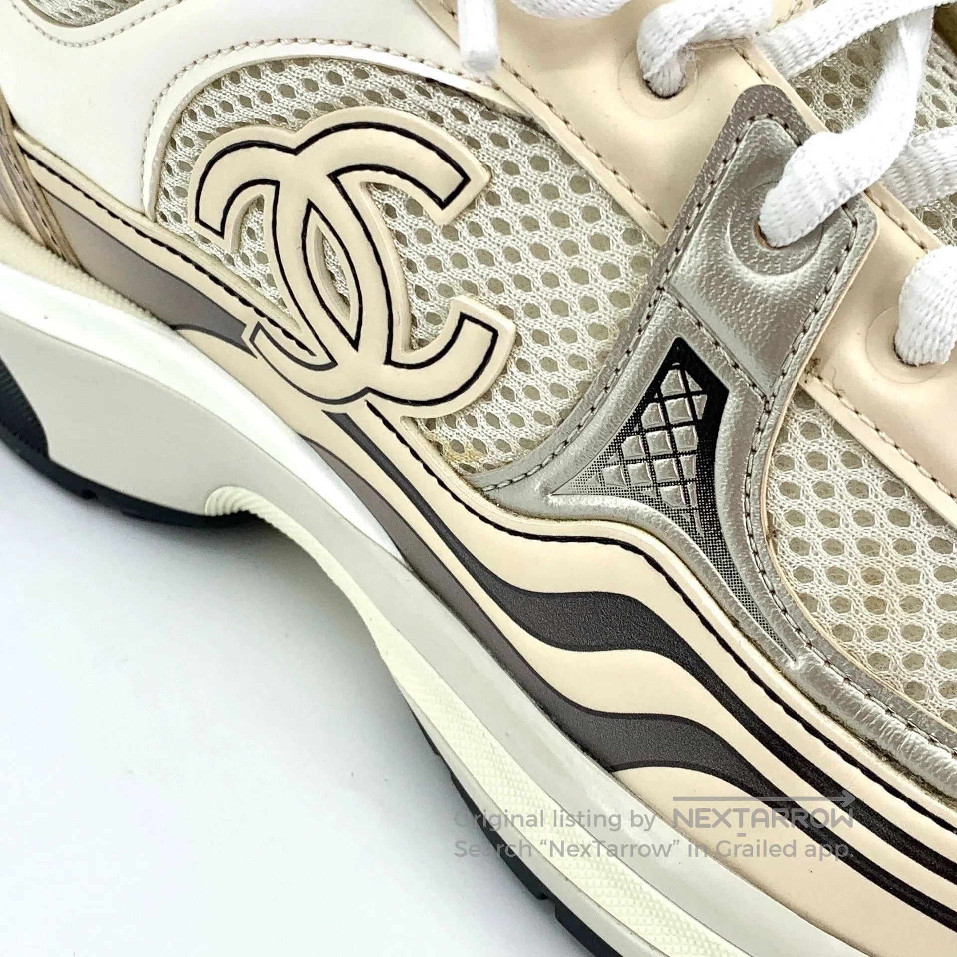 Chanel Chanel Beige CC Logo Sneakers. Size US 7.5 / EU 40-41 - 6 Thumbnail