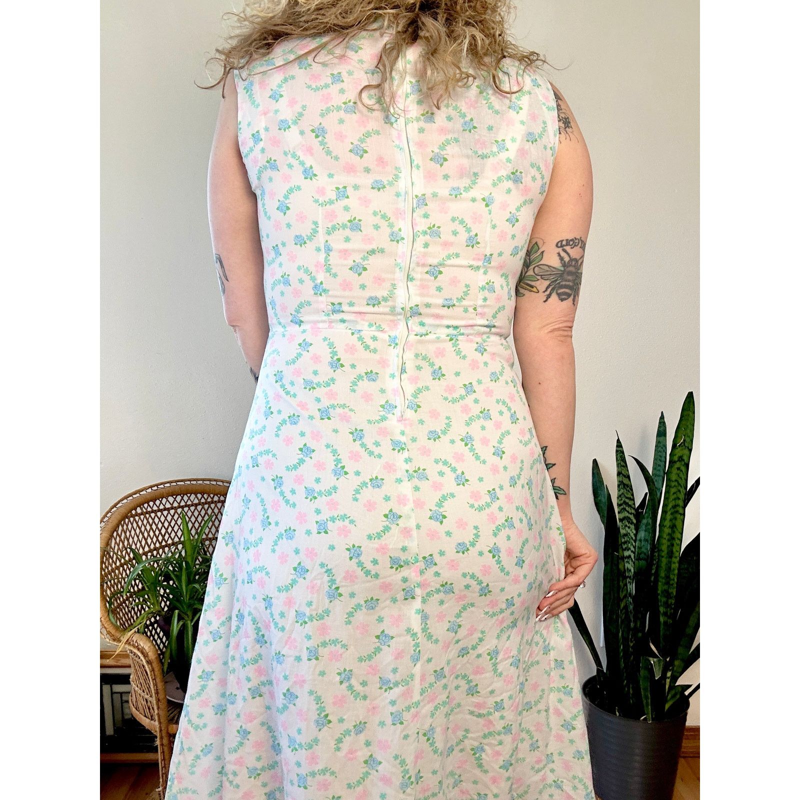 Handmade 50s/60s Handmade Floral Day Dress Size L / US 10 / IT 46 - 13 Thumbnail