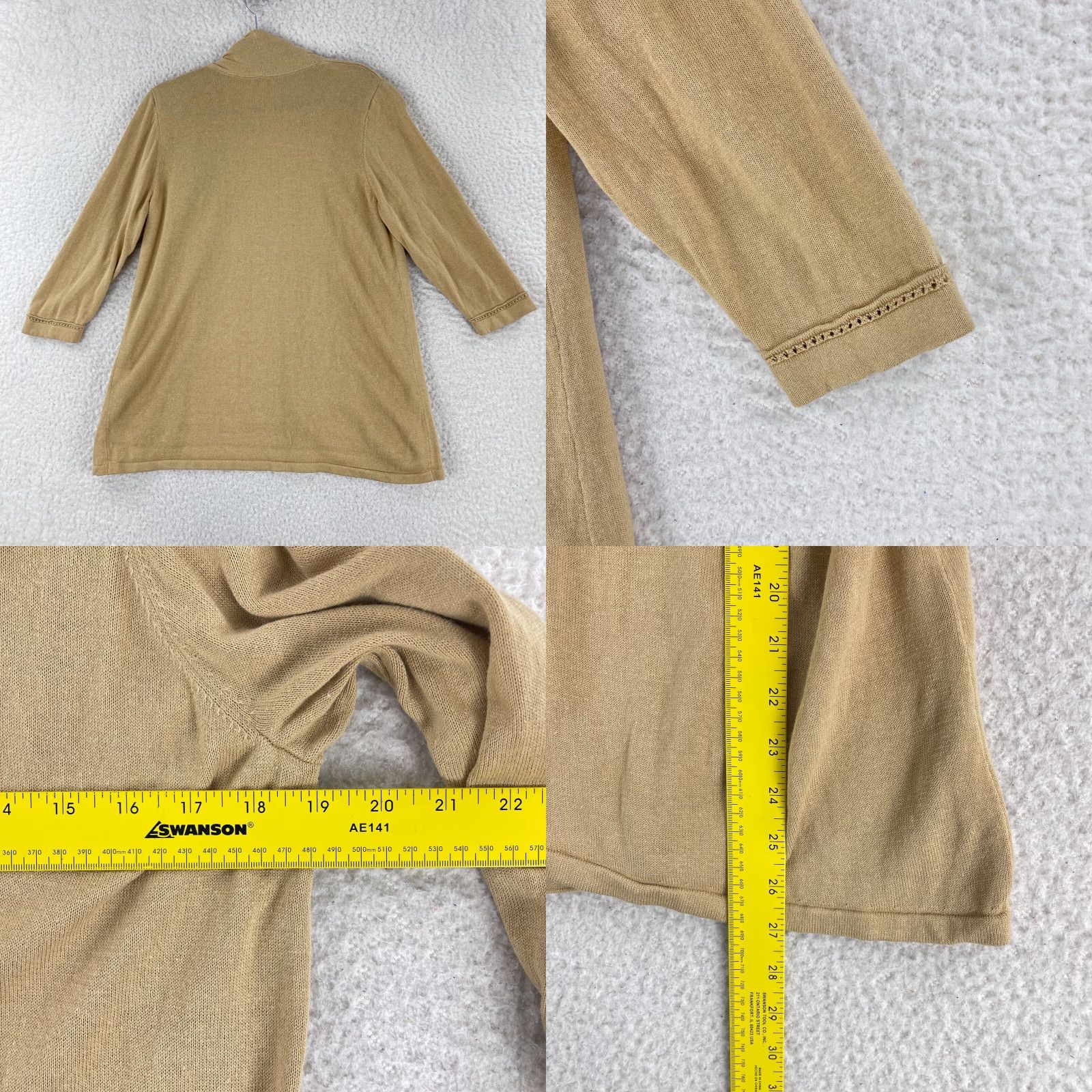 J. Jill J. Jill Cardigan Sweater Womens Large Brown Open Front Linen 3/4 Sleeve Casual Size L / US 10 / IT 46 - 8 Thumbnail