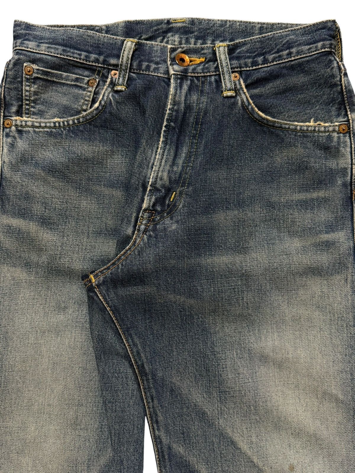 Edwin Vintage 90s Edwin 505 Selvedge Faded Distress Wide Leg Baggy Size US 28 / EU 44 - 3 Thumbnail