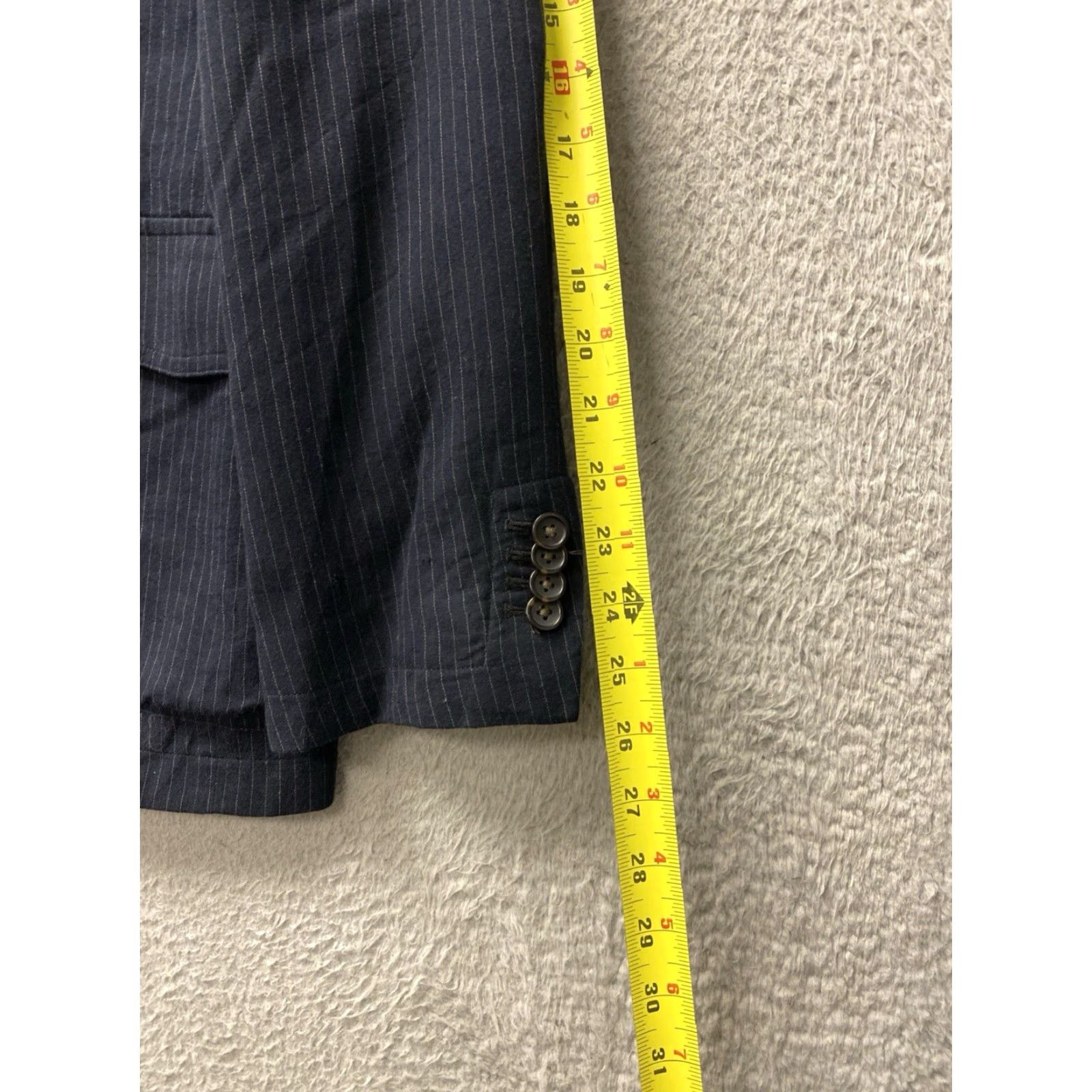 Banana Republic VINTAGE Banana Republic Blazer Jacket Men 42R Black Brown Striped Three-Button Front Four-Button Sleeve Notch Lapel Single-Vented 0462 Size 42R - 7 Thumbnail
