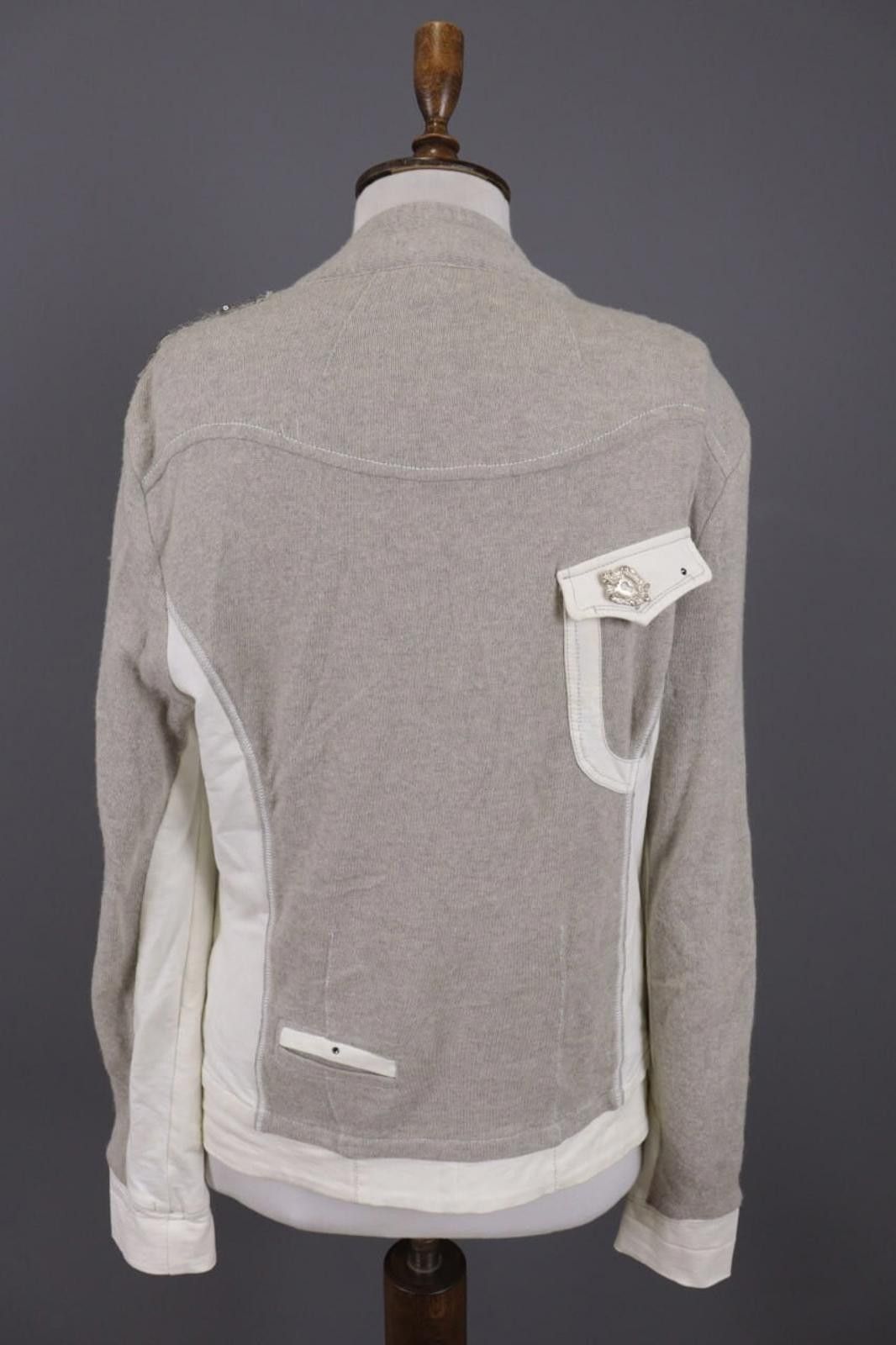 Designer Elisa Cavaletti Gray Full Zip Embroidered Sweater Size XL Size XL / US 12-14 / IT 48-50 - 10 Thumbnail
