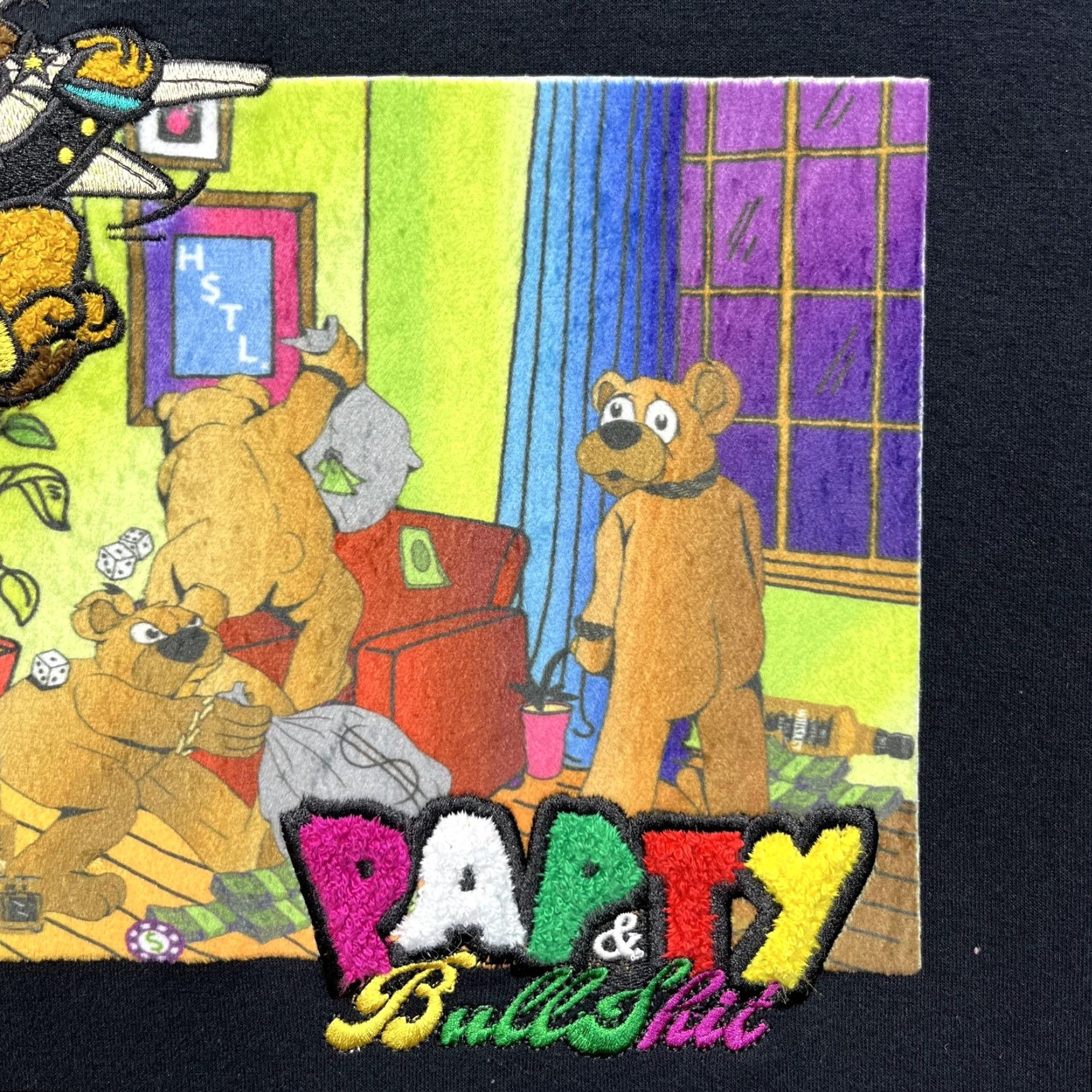 Vintage CivilizeD Sweatshirt Mens Large Black Bear Graphic Pockets Party & Bull#hit Size US L / EU 52-54 / 3 - 5 Thumbnail