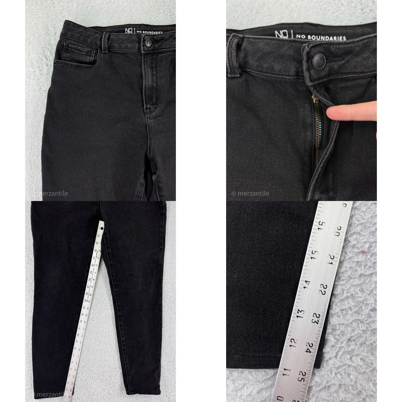 Vintage No Boundaries Jeans Womens 13 High Rise Denim Black Cotton Blend Slim Tapered 5-Pocket Designer Cowboy Southwestern 90s Womens Size 34" / US 12 / IT 48 - 8 Thumbnail