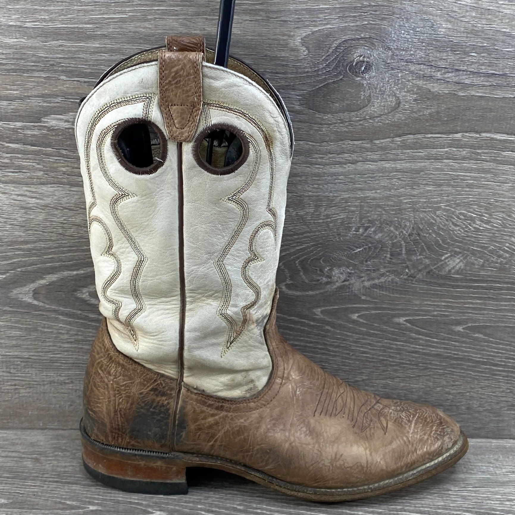Roper Boulet 10 Brown Leather Ropers Round Toe Cowboy Western Boots Made in Canada Size US 10 / IT 40 - 2 Thumbnail