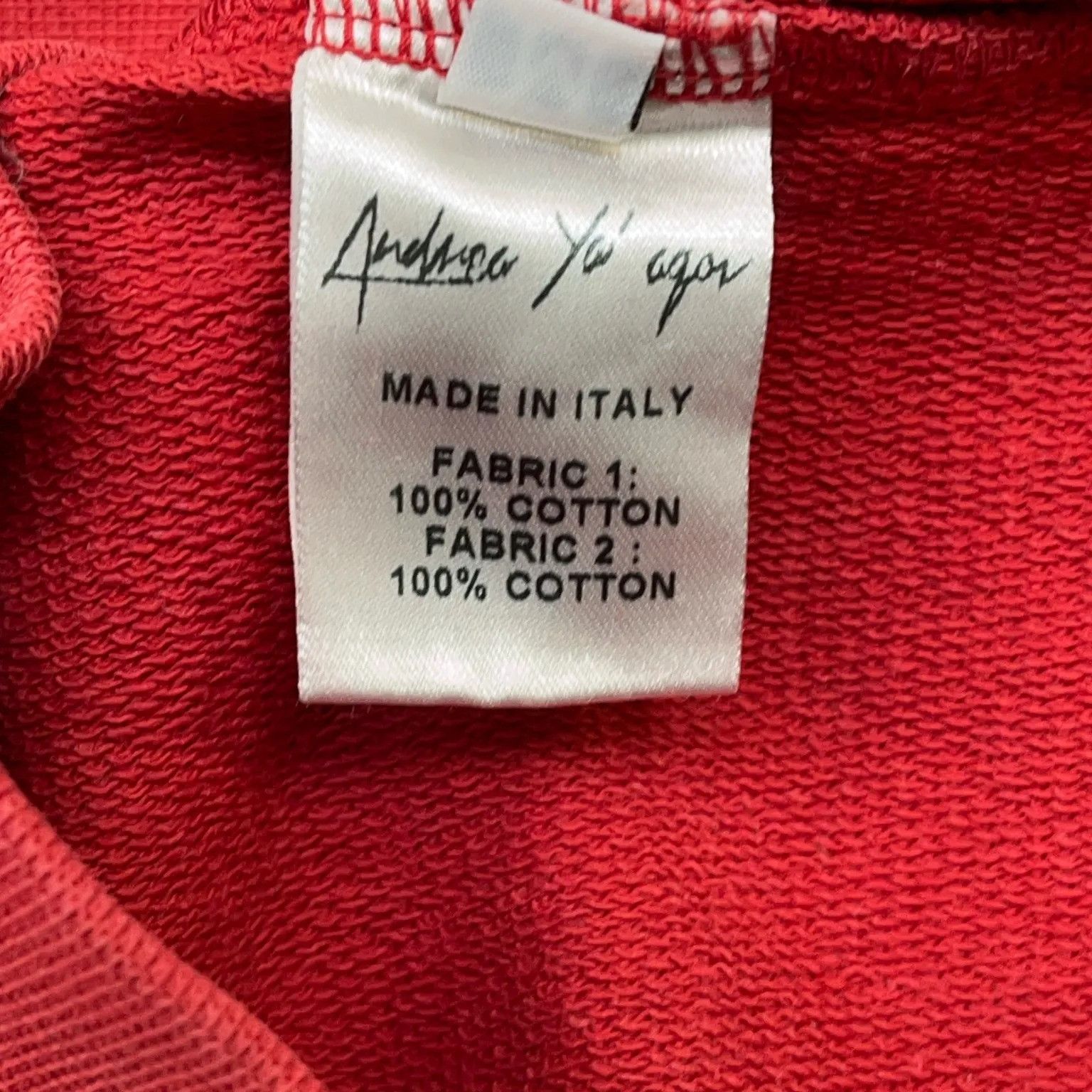 Andrea Ya'aqov Red Cotton Paneled Sweatshirt Size US M / EU 48-50 / 2 - 4 Thumbnail