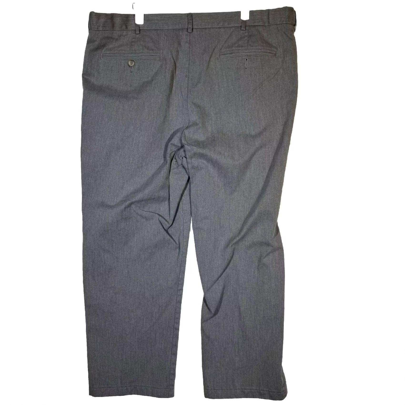 Lands' End Lands' End Men’s Gray 100% Cotton Straight-Leg Pants, Size 42, Classic Dress Pants, Regular - Men’s, Gray, 27 Inseam, 42 Waist Size US 42 / EU 58 - 2 Thumbnail