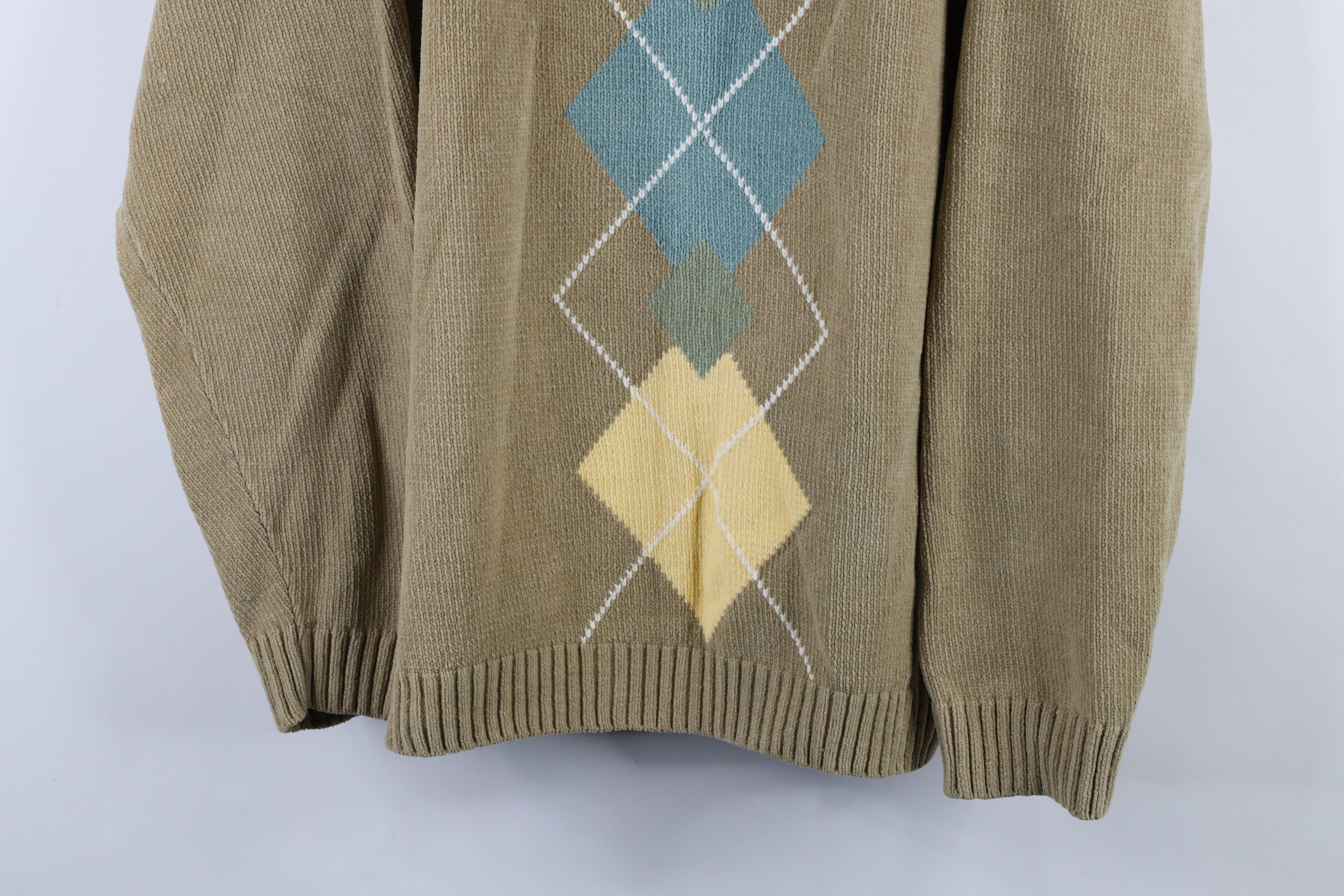 Vintage Vintage 90s Streetwear Argyle Diamond Ribbed Fleece Sweater Size US XXL / EU 58 / 5 - 3 Thumbnail