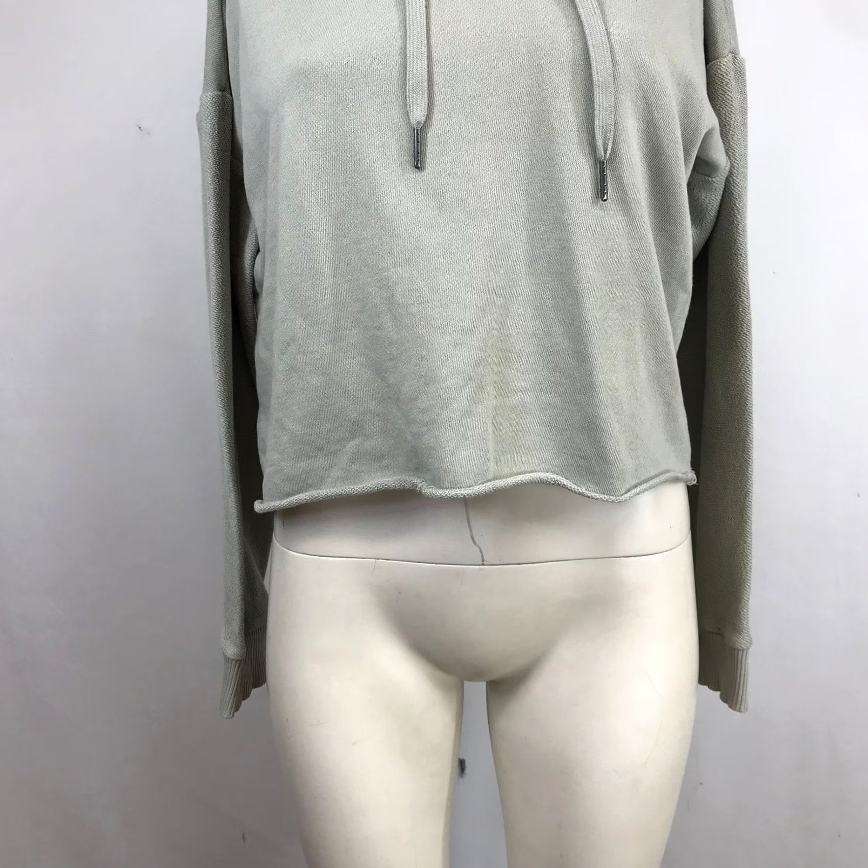 Vintage UpWest Resort & Mercantile Womens Sage Green Cropped Cotton Hoodie M Size M / US 6-8 / IT 42-44 - 3 Thumbnail