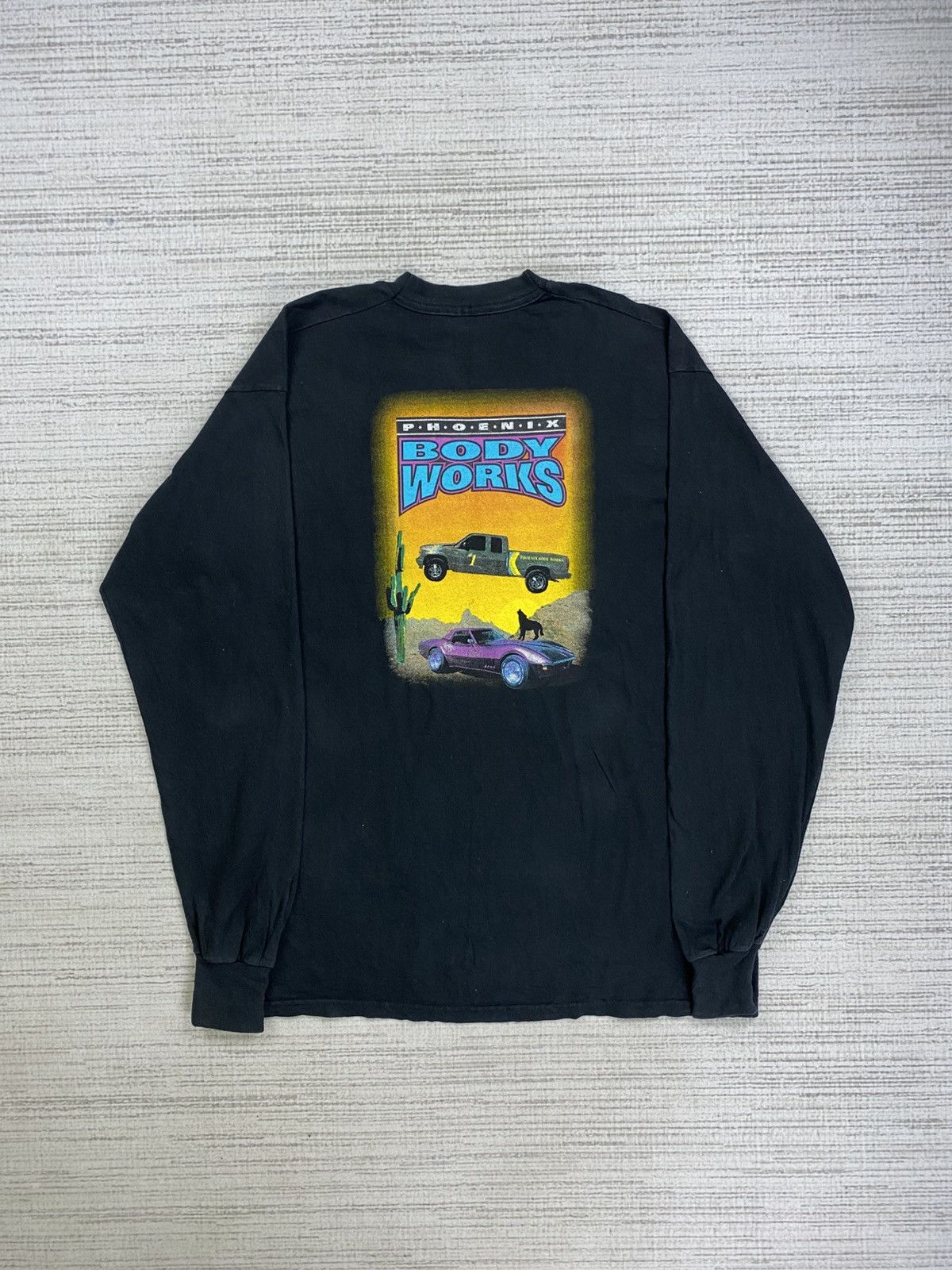 Phoenix Clothing × Vintage Vintage 90s Phoenix Body Works Back Hit Printed T-Shirt Size US L / EU 52-54 / 3 - 1 Thumbnail