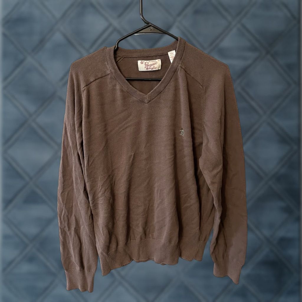 Vintage Penguin Mens Sweater Pullover Crew Knit Cotton Brown XL Classic Golf Casual Business Size US XL / EU 56 / 4 - 1 Thumbnail