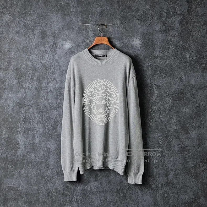 Versace Medusa back pattern embroidered cotton sweater