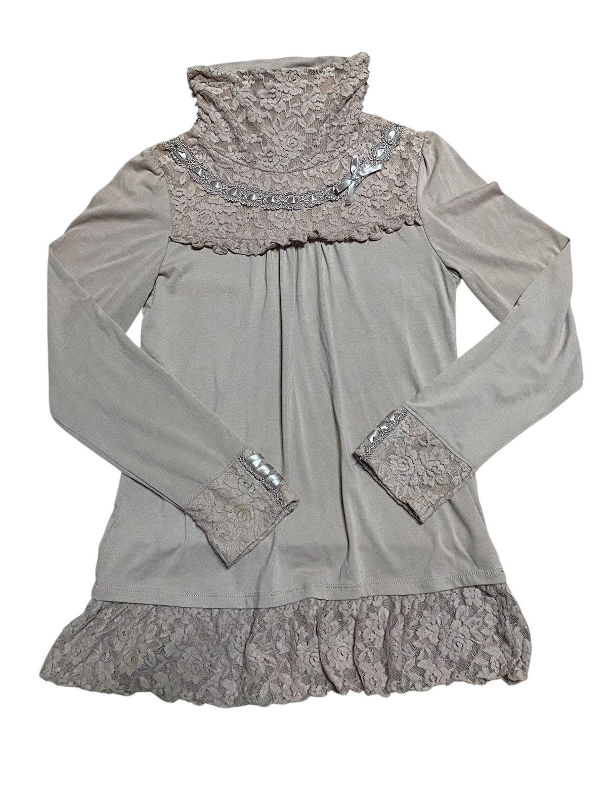 Designer Turtleneck Blouse Nude Size S / US 4 / IT 40 - 1 Thumbnail