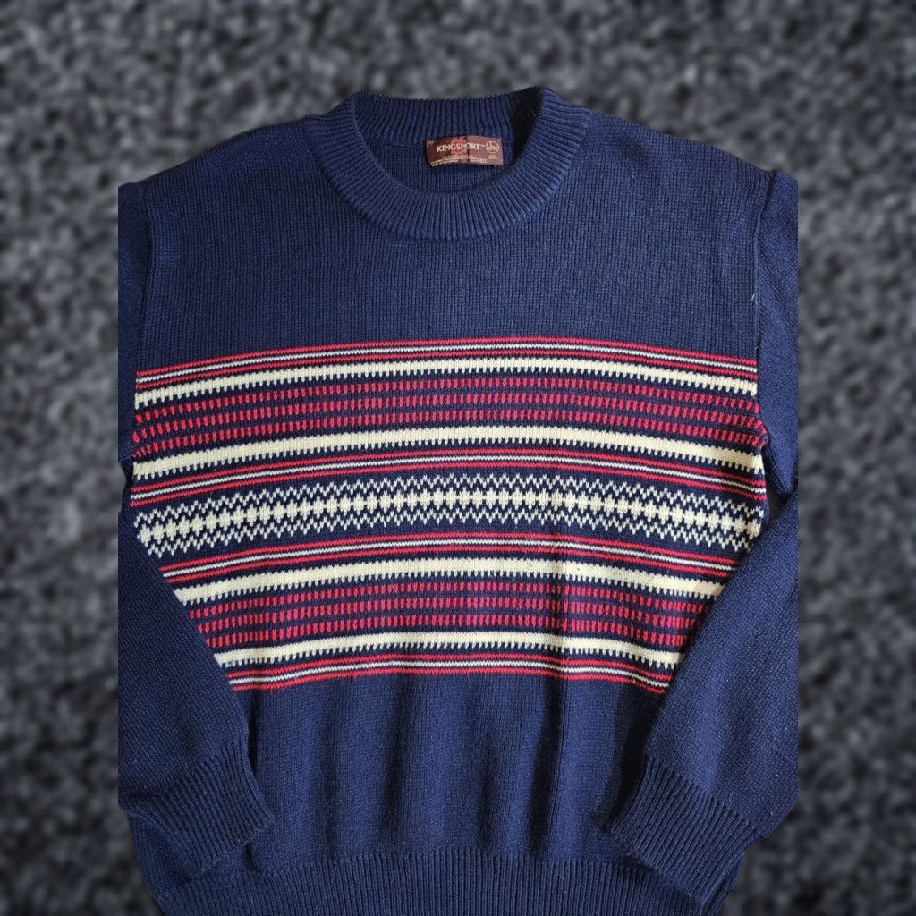 Vintage VINTAGE Kingsport 100% Acrylic Pullover Sweater Blue/Red Men’s Size Large Size US L / EU 52-54 / 3 - 1 Thumbnail
