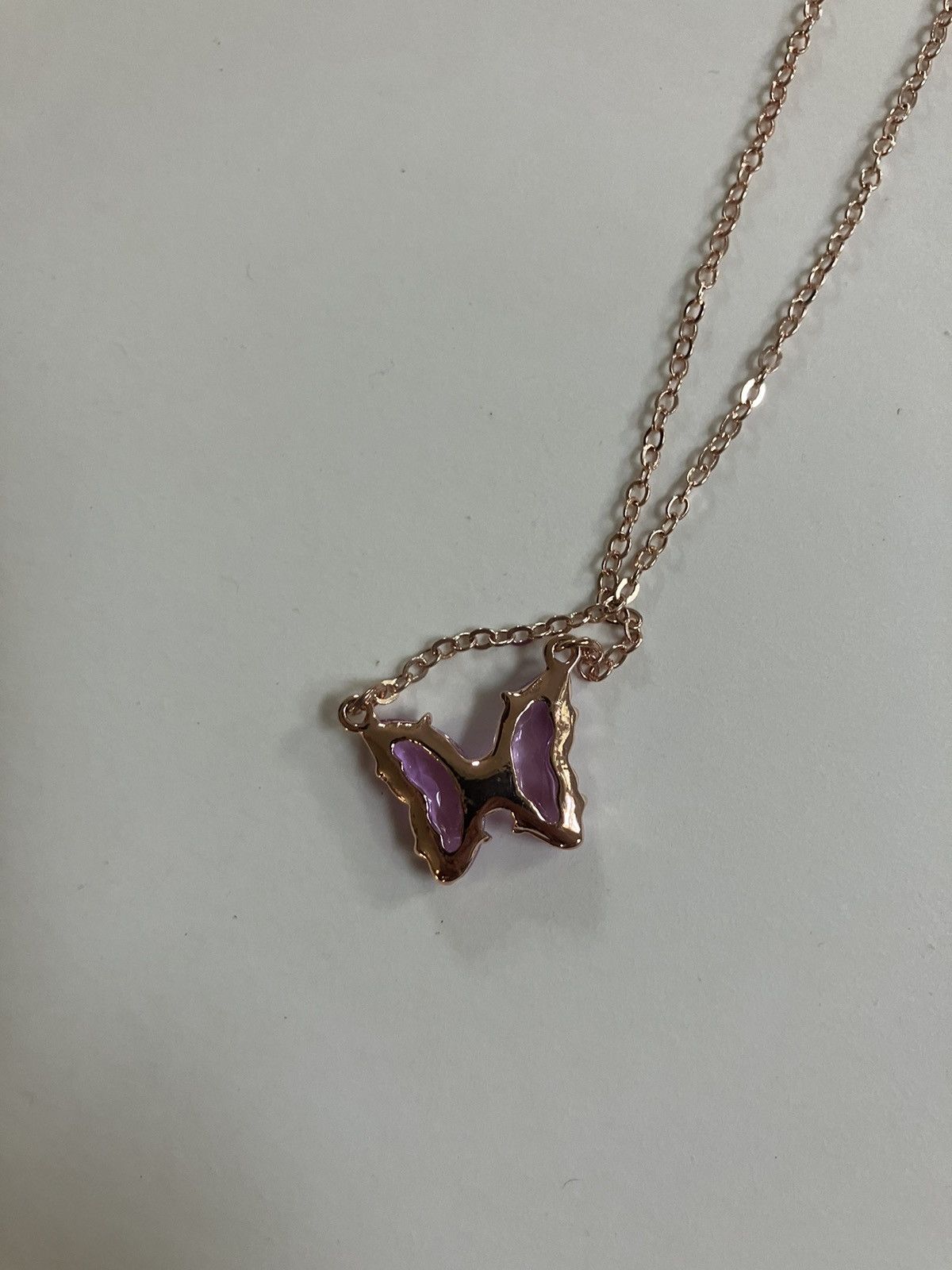 Handmade Gold Purple Mystic Jeweled Butterfly Pendant Necklace Size ONE SIZE - 3 Thumbnail