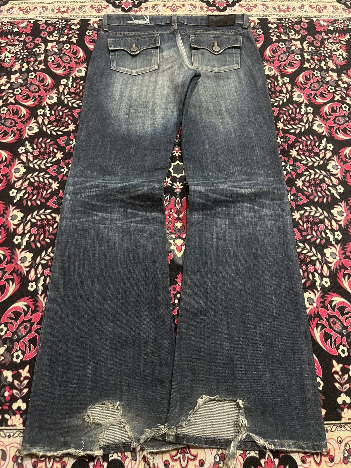 If Six Was Nine × Japanese Brand × Le Grande Bleu (L.G.B.) ⚡️Wide Leg⚡️Vintage Japanese Brand Egoist Frayed Leg Blue Jean Size 26" / US 2 / IT 38 - 2 Thumbnail
