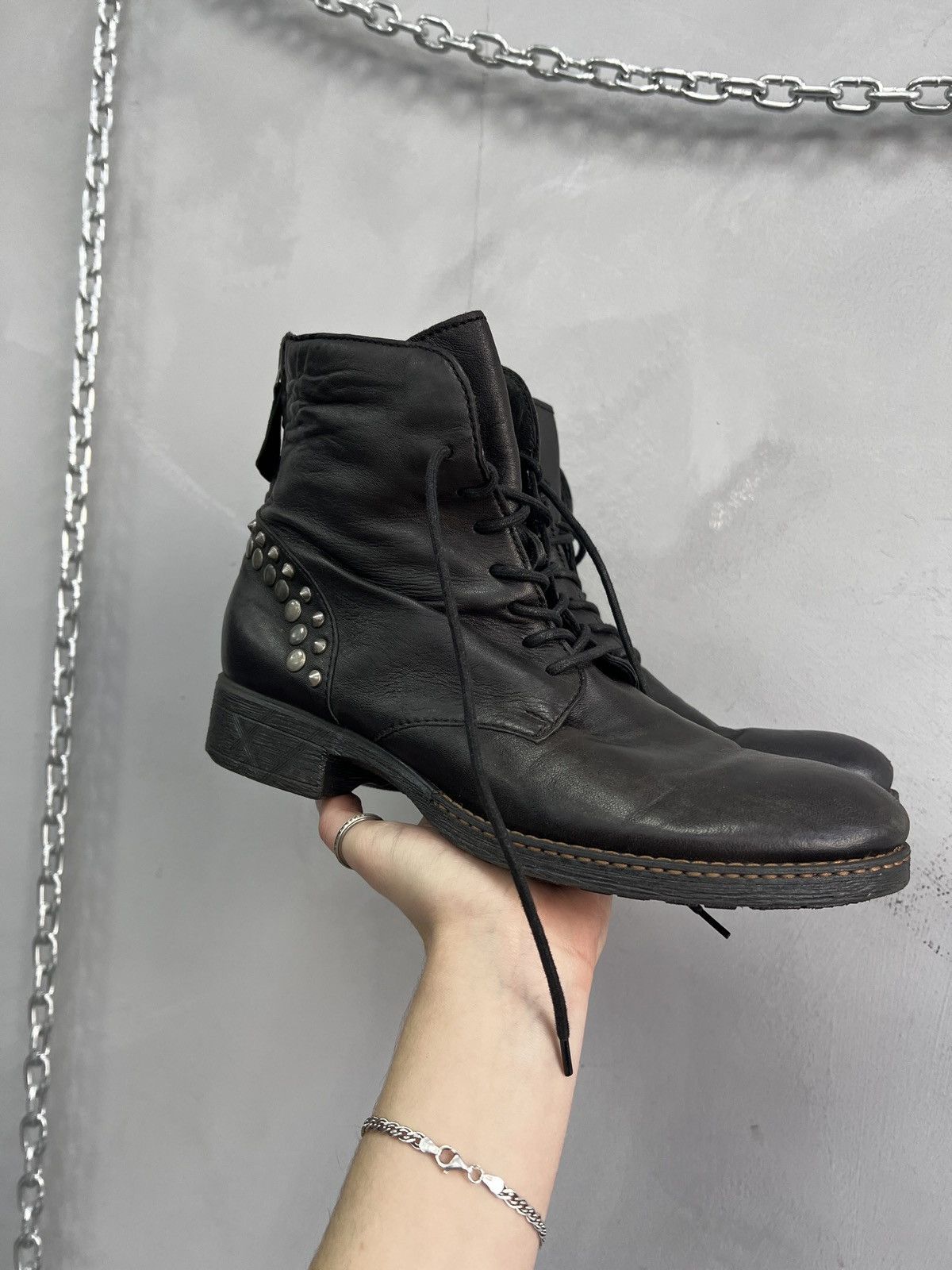 Lace-up black leather boots rock A.S 98 vintage style