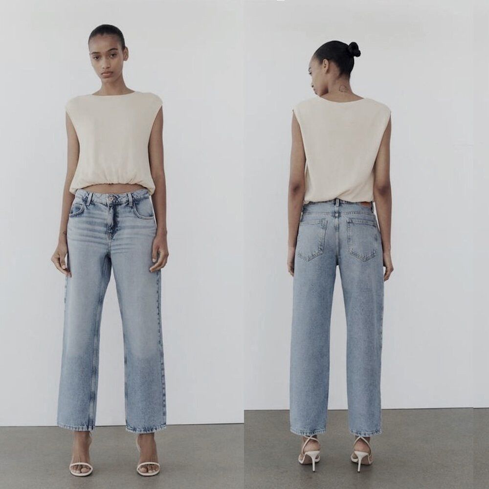 Zara NWT New Zara High Waist Cropped Straight Jeans Size 0 Size 25" / US 0 / IT 36 - 1 Thumbnail