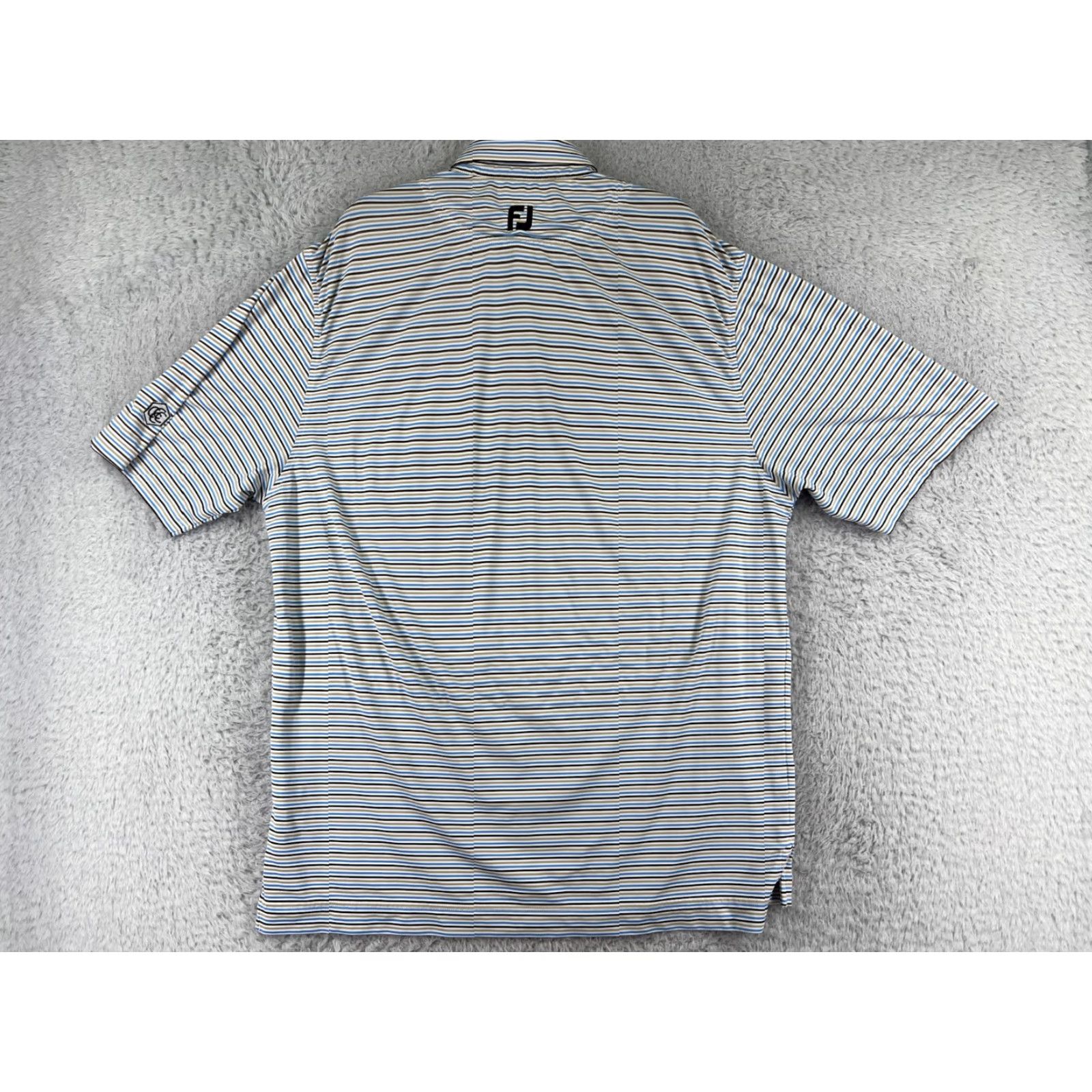 Footjoy FootJoy Polo Shirt Men L Blue Striped Polo Shirt Lightweight Polyester Size US L / EU 52-54 / 3 - 2 Thumbnail