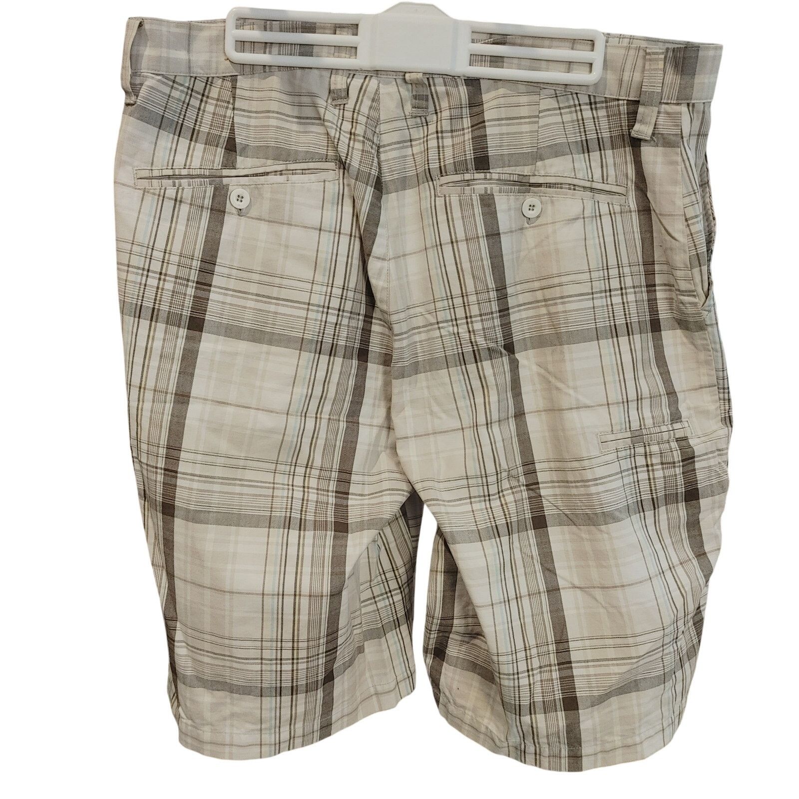 Burnside Burnside Men's 34 Beige/Brown Plaid Knee Length Shorts Size US 34 / EU 50 - 2 Thumbnail