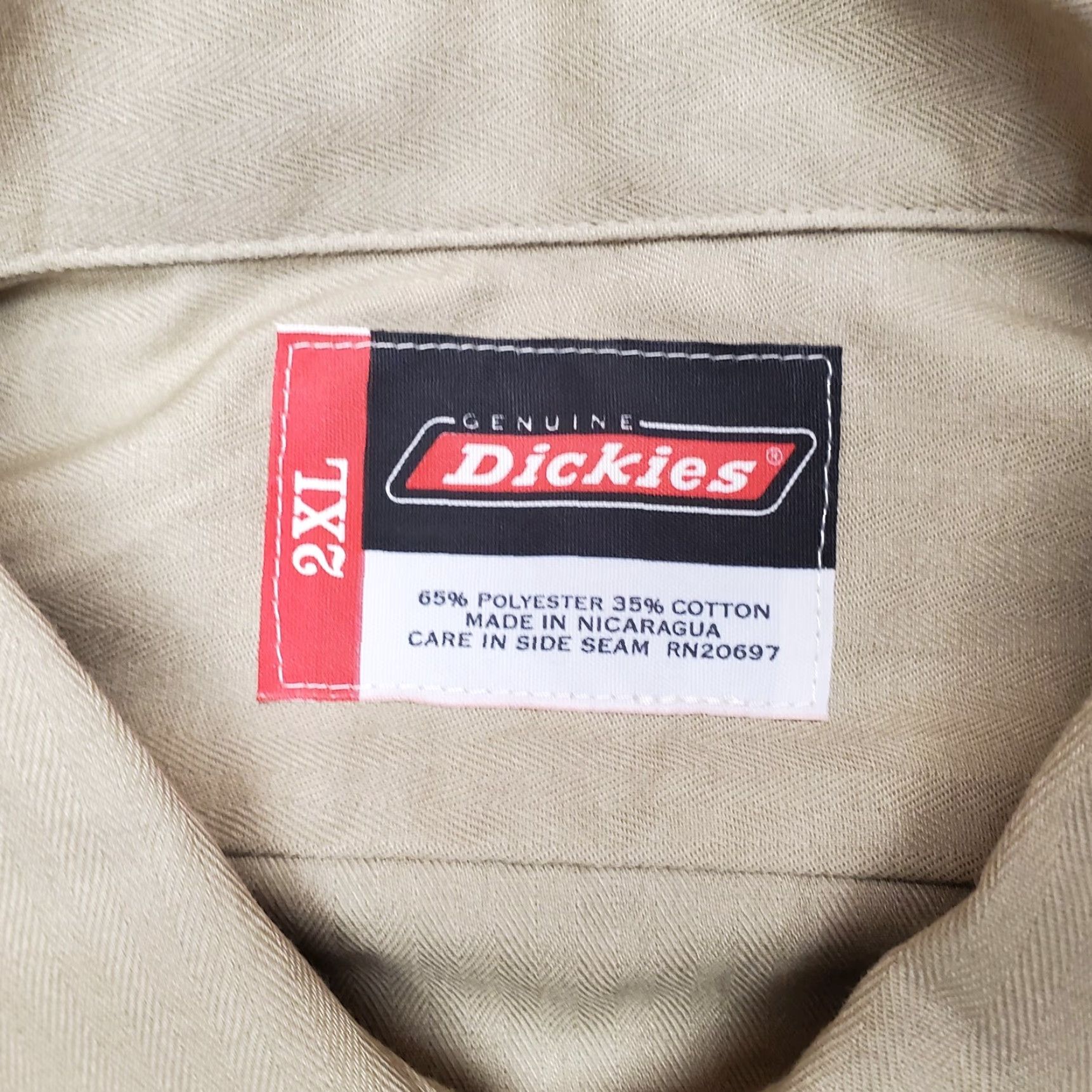 Dickies VINTAGE Dickies Shirt Mens 2XL Beige Herringbone Twill Workwear Long Sleeve Button-Up Solid MENS Size US XXL / EU 58 / 5 - 5 Thumbnail