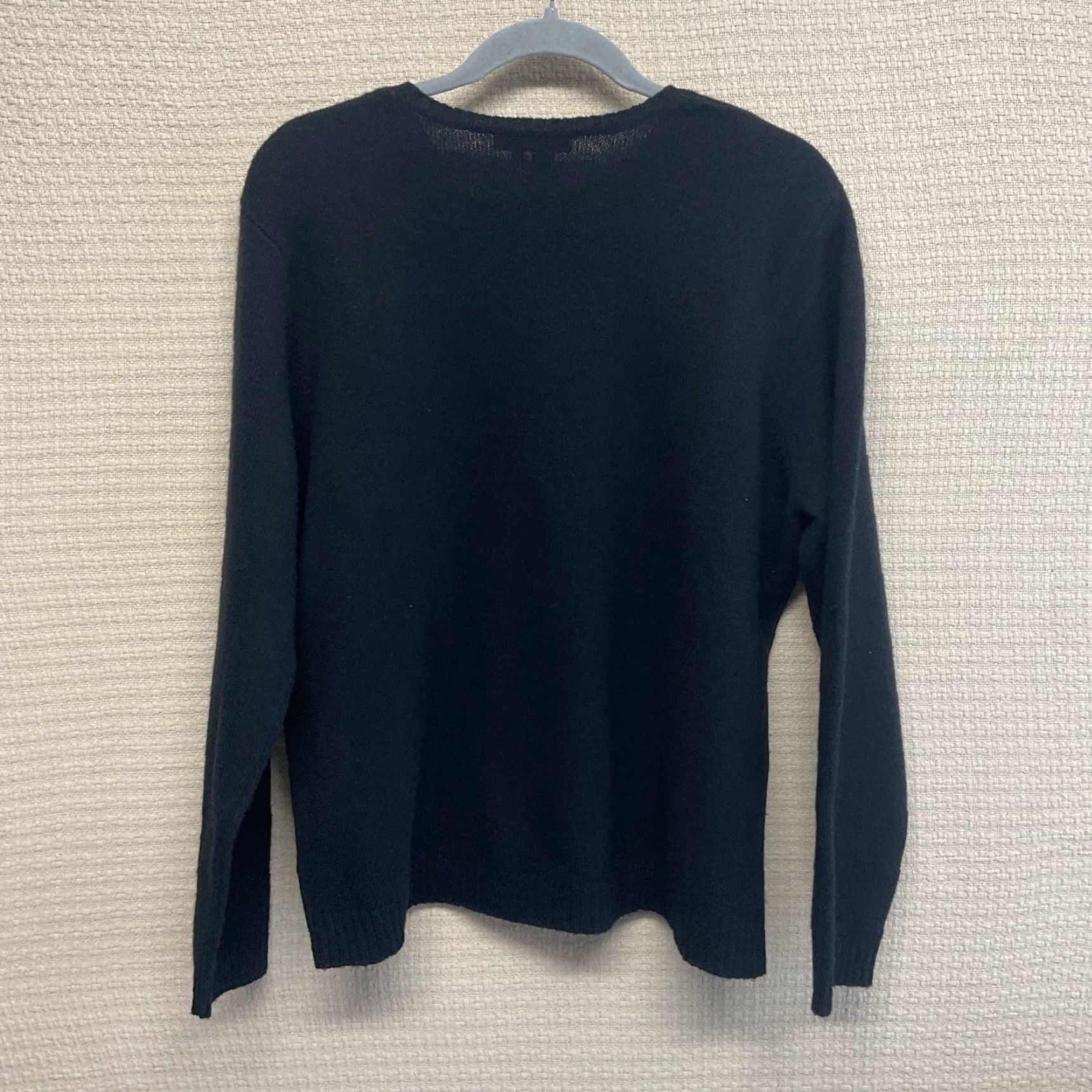 VINTAGE Lauren Ralph Lauren Sweater Women's 2X Black Wool Knit Crew Neck Logo Front