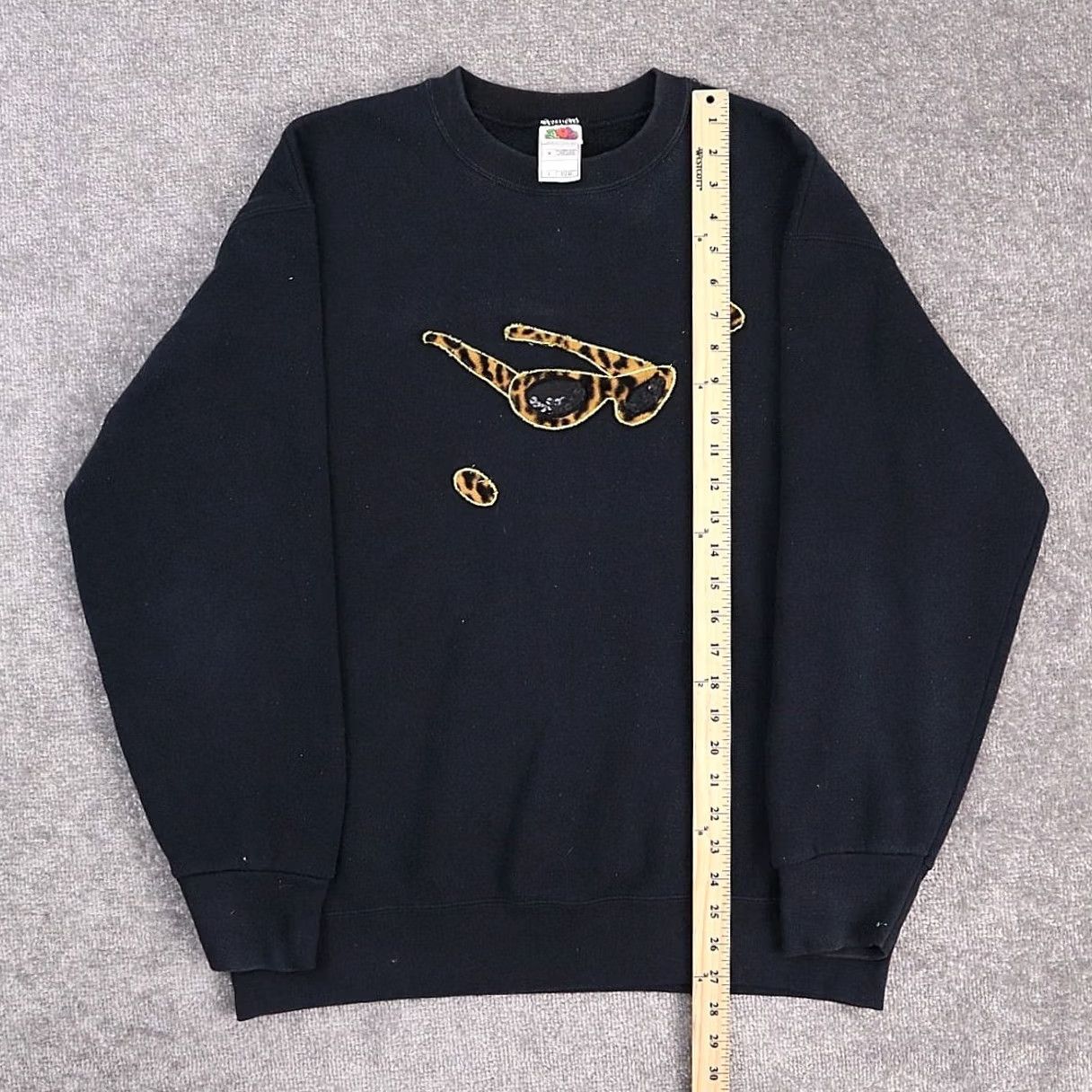 Fruit Of The Loom VINTAGE Fruit of the Loom Sweatshirt Men L Black Cheetah 90s Funny Pullover Mens Size US L / EU 52-54 / 3 - 3 Thumbnail