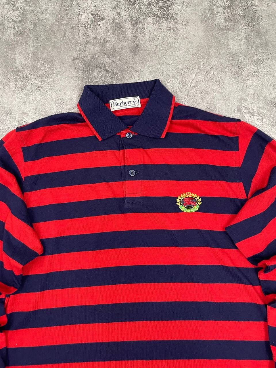 Burberry Burberrys Men Long Sleeve Rugby Shirt Striped Red Navy Size US L / EU 52-54 / 3 - 2 Thumbnail