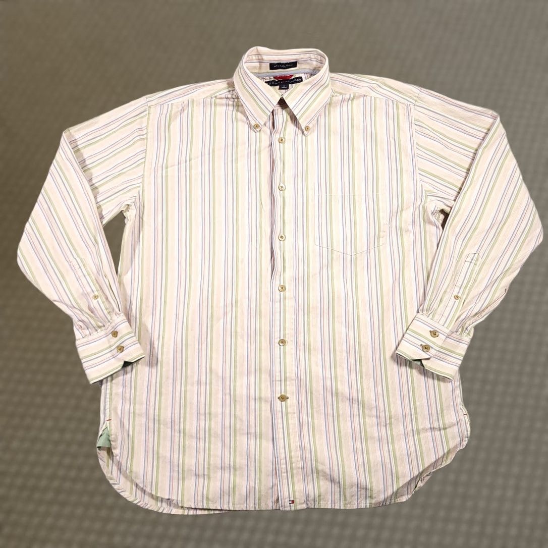Tommy Hilfiger Tommy Hilfiger Shirt Mens Medium Striped 80s 2 Ply Long Sleeve Button-Down Pocket Multi Color Size US M / EU 48-50 / 2 - 1 Thumbnail