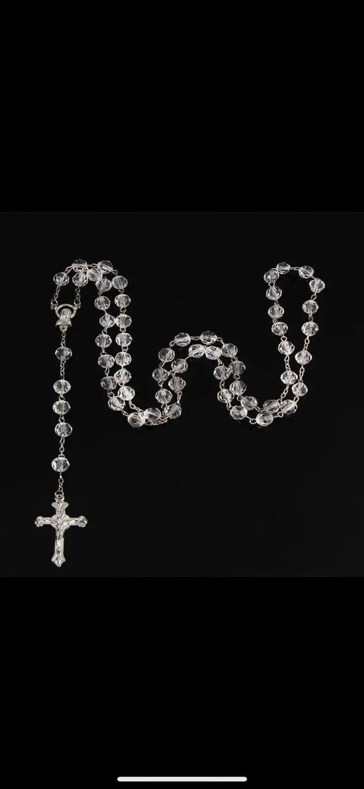 Jewelry x Vintage Victoria Pearl Imitation White Crystal Beads Necklace in Silver, Men's